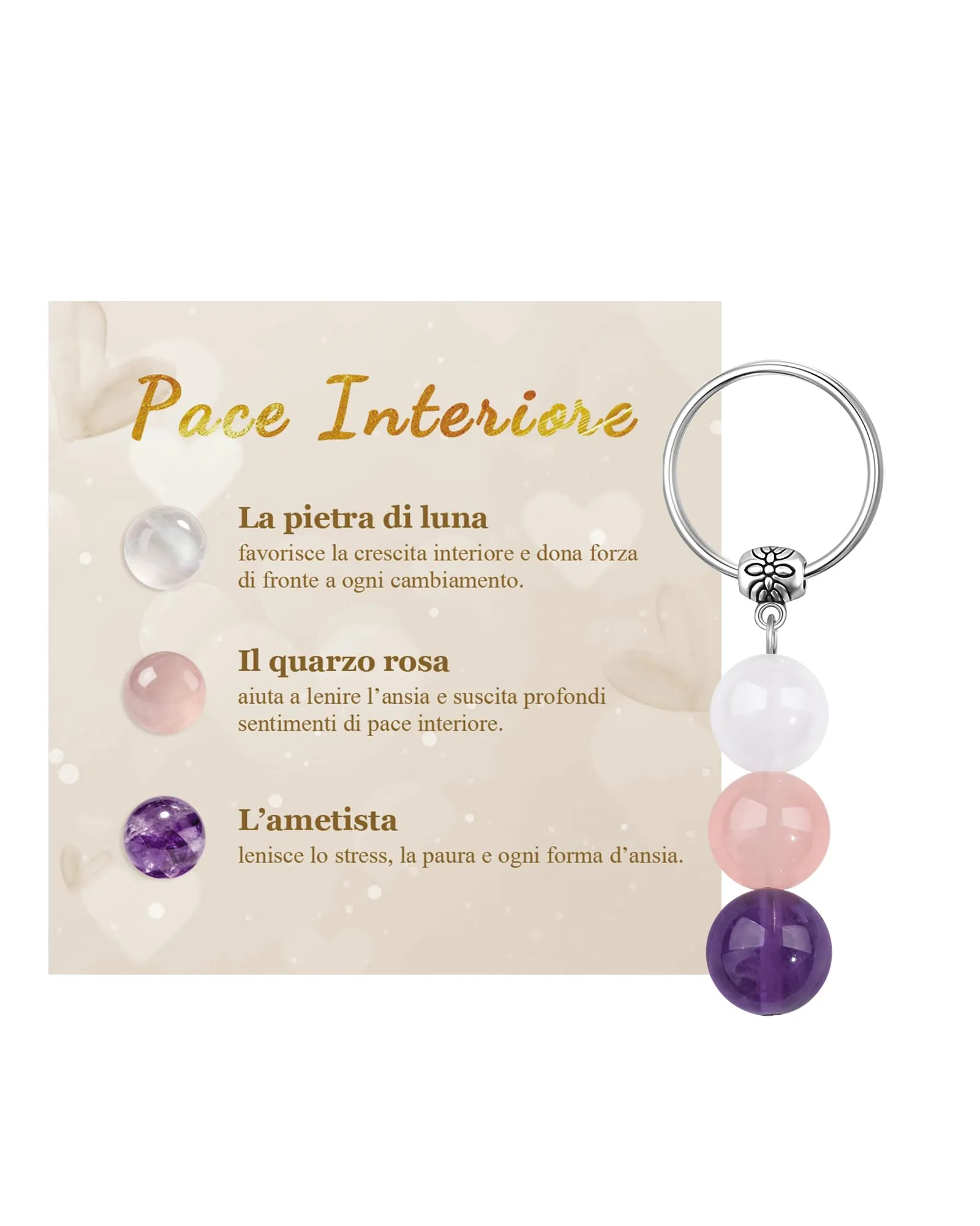 Cheerslife Portachiavi Personalizzato in Cristalli Naturali per Uomo e Donna - immagine 1