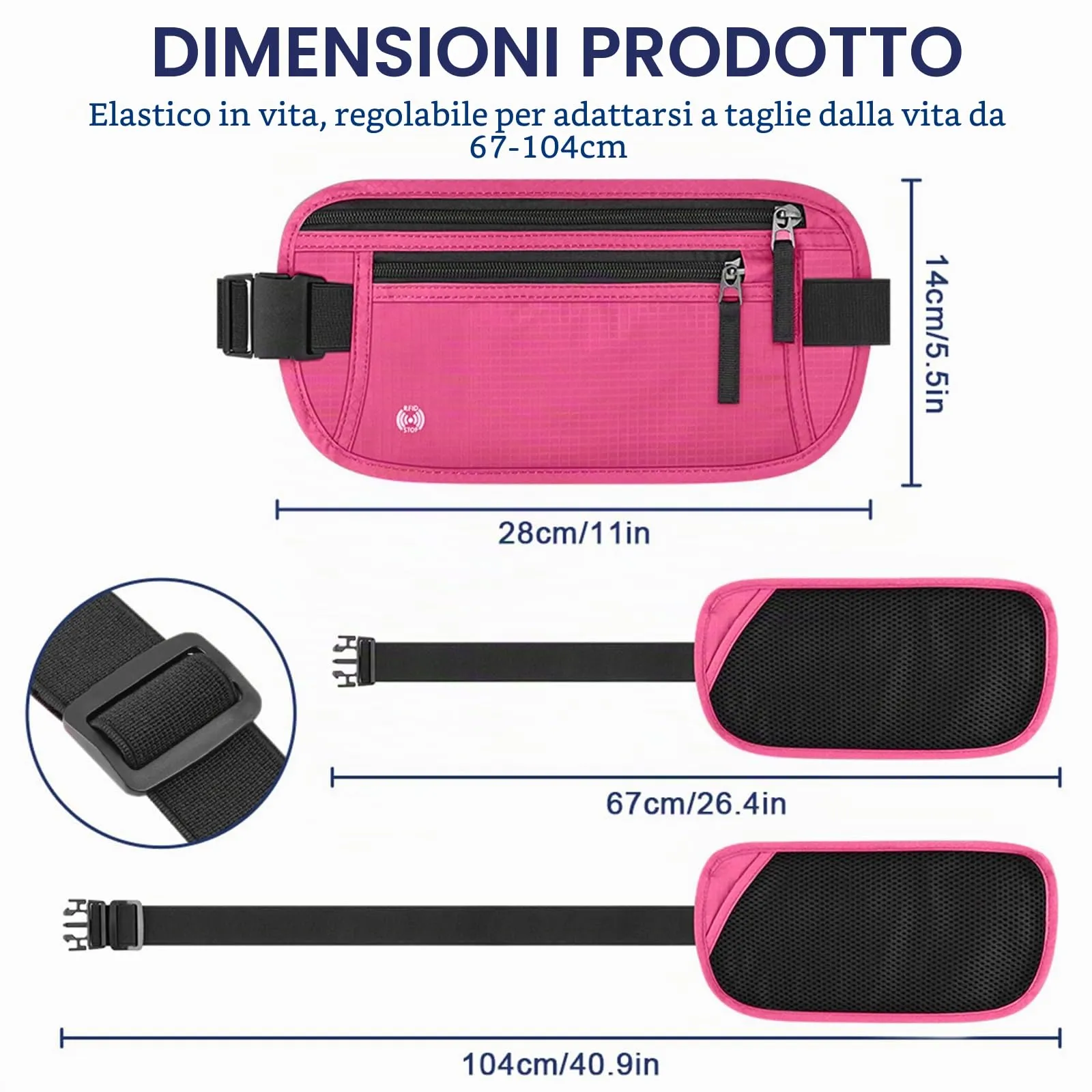 Aucuu Marsupio da Viaggio Antifurto con Blocco RFID, Ultrasottile e Impermeabile per Uomo e Donna - immagine 2