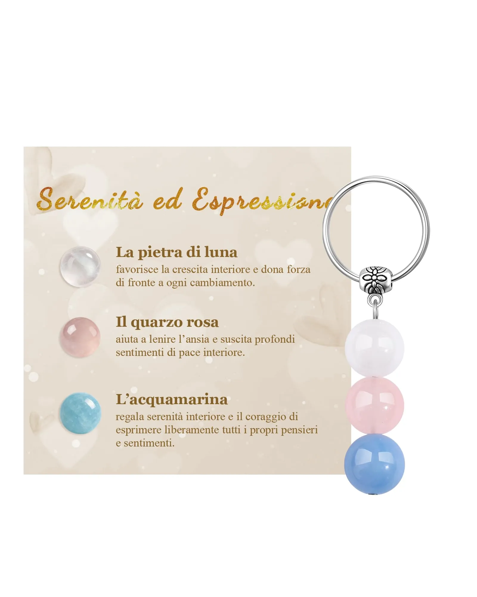 Cheerslife Portachiavi Personalizzato in Cristalli Naturali per Uomo e Donna - immagine 1