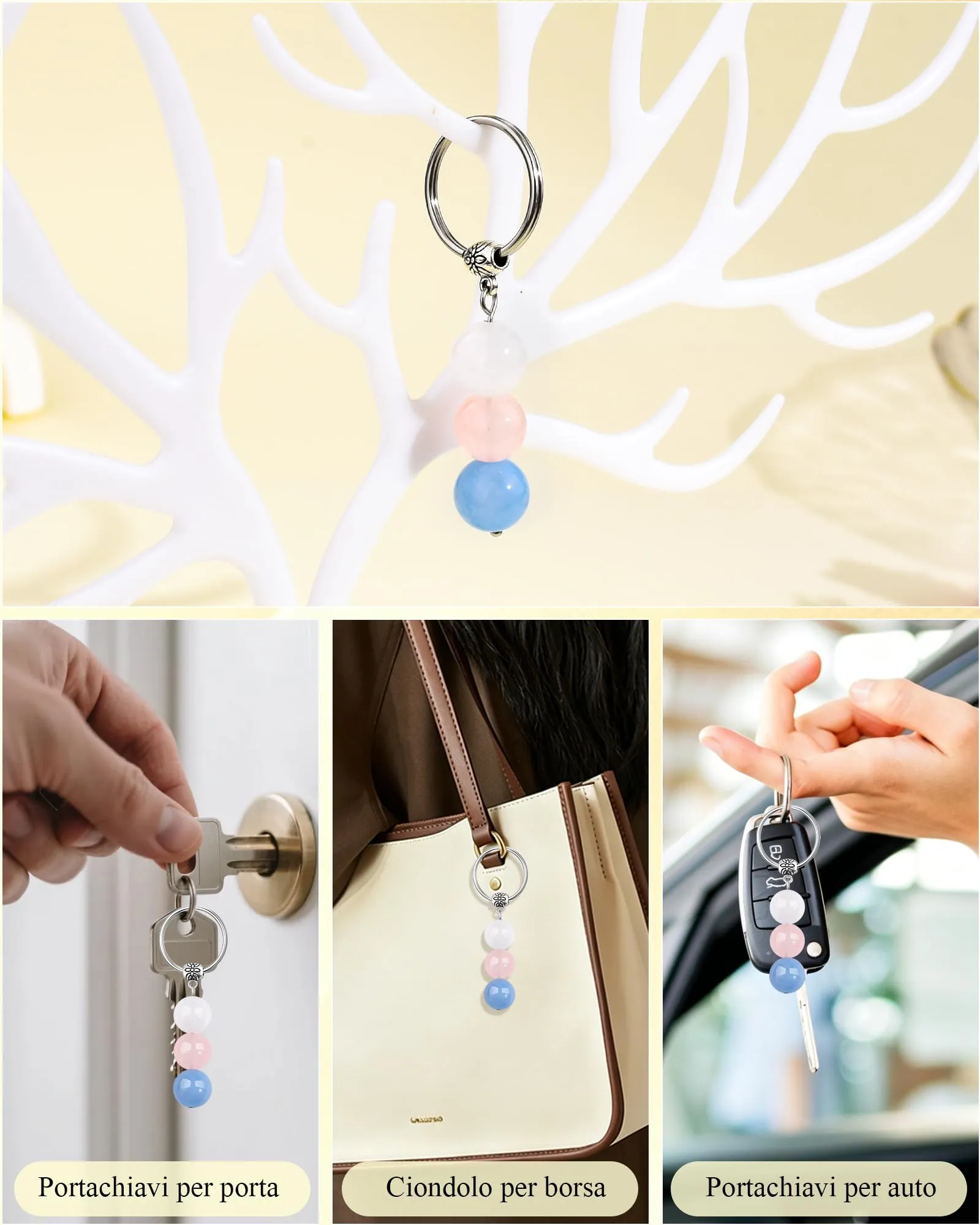 Cheerslife Portachiavi Personalizzato in Cristalli Naturali per Uomo e Donna - immagine 5
