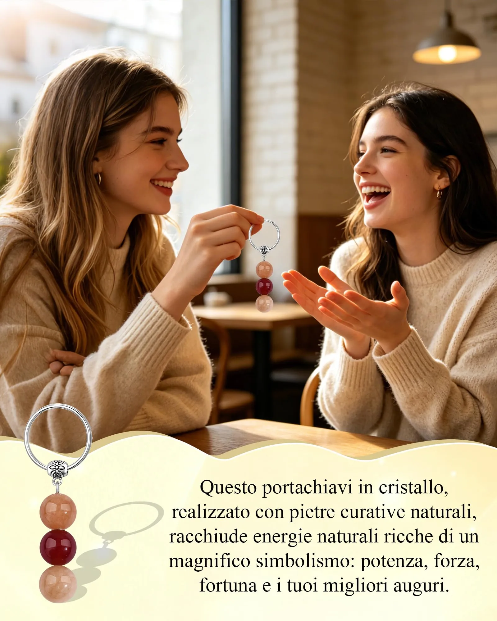 Cheerslife Portachiavi Personalizzato in Cristalli Naturali - immagine 2