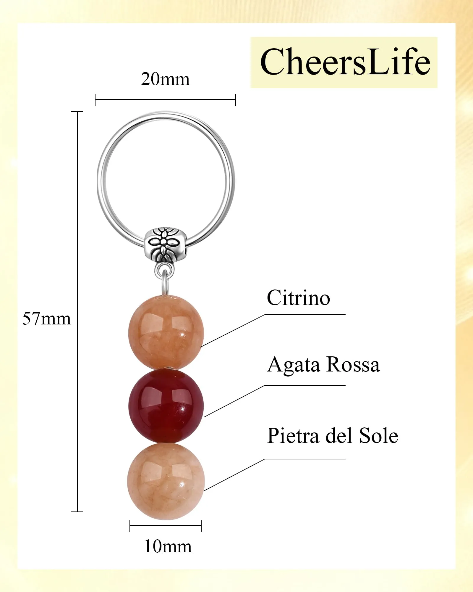 Cheerslife Portachiavi Personalizzato in Cristalli Naturali - immagine 4