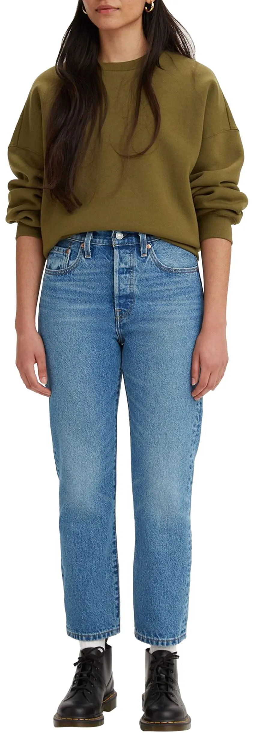 Levi's 501 Crop Jeans Donna, Medium Indigo Worn In, 27W / 28L - immagine 1