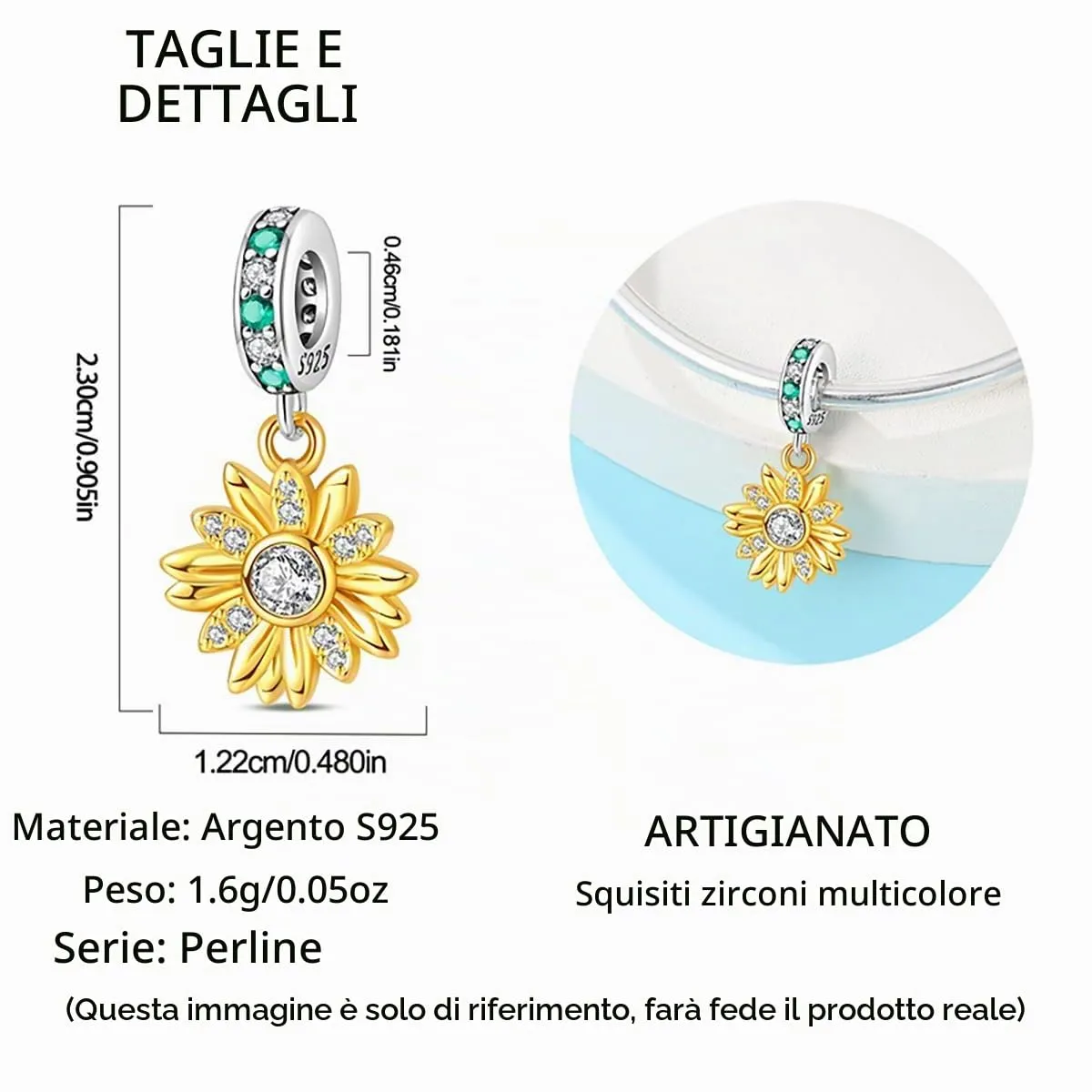 LNQOBU Charm Bead Ciondolo Donna in Argento Sterling 925 per Bracciali e Collane - immagine 4