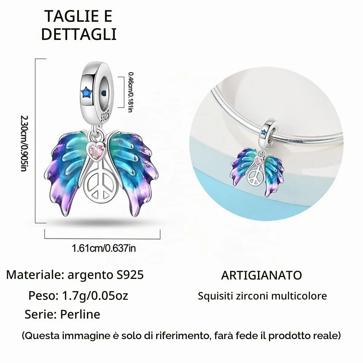 LNQOBU Charm Bead Ciondolo Donna in Argento Sterling 925 per Bracciali e Collane - immagine 5