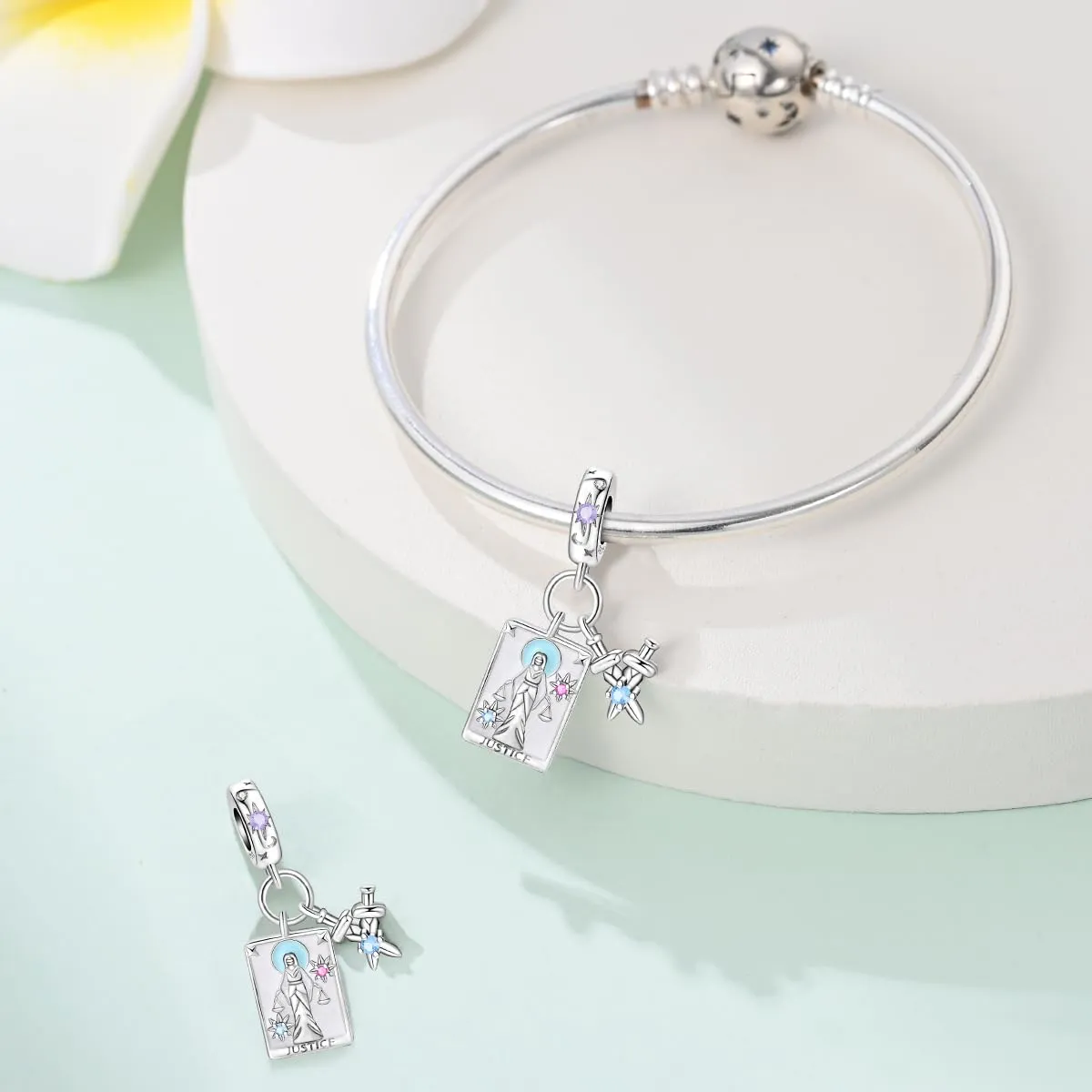 KUNSIR Bead Charm in Argento Sterling 925 con Cubic Zirconia per Braccialetti e Collane Europei - immagine 3