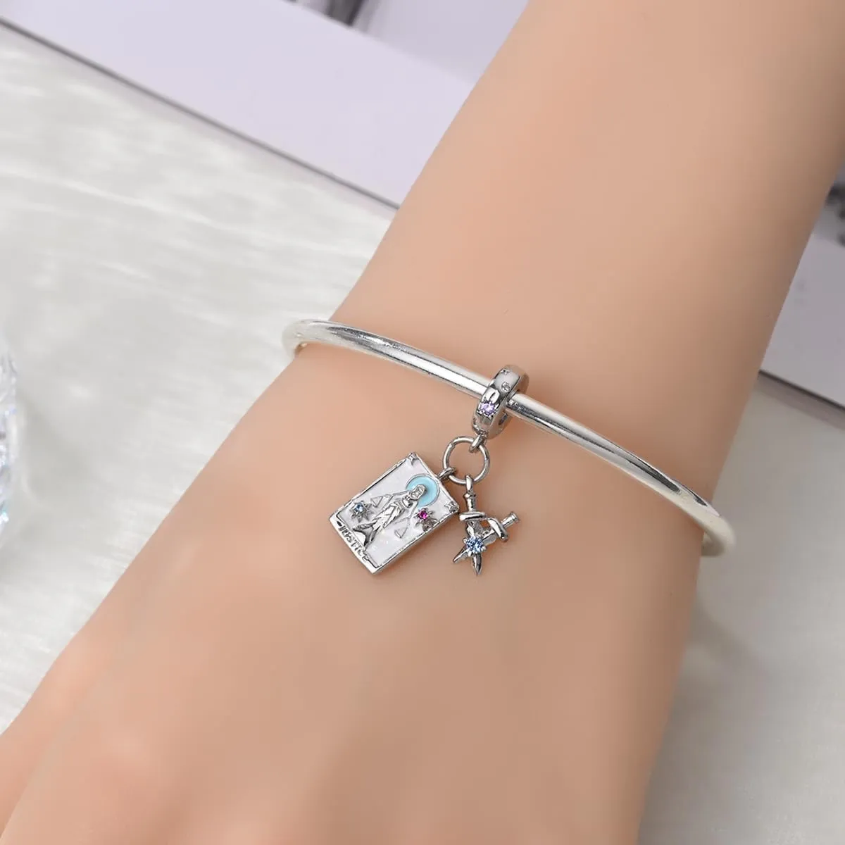 KUNSIR Bead Charm in Argento Sterling 925 con Cubic Zirconia per Braccialetti e Collane Europei - immagine 4