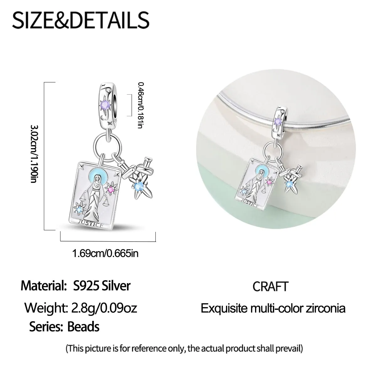 KUNSIR Bead Charm in Argento Sterling 925 con Cubic Zirconia per Braccialetti e Collane Europei - immagine 5