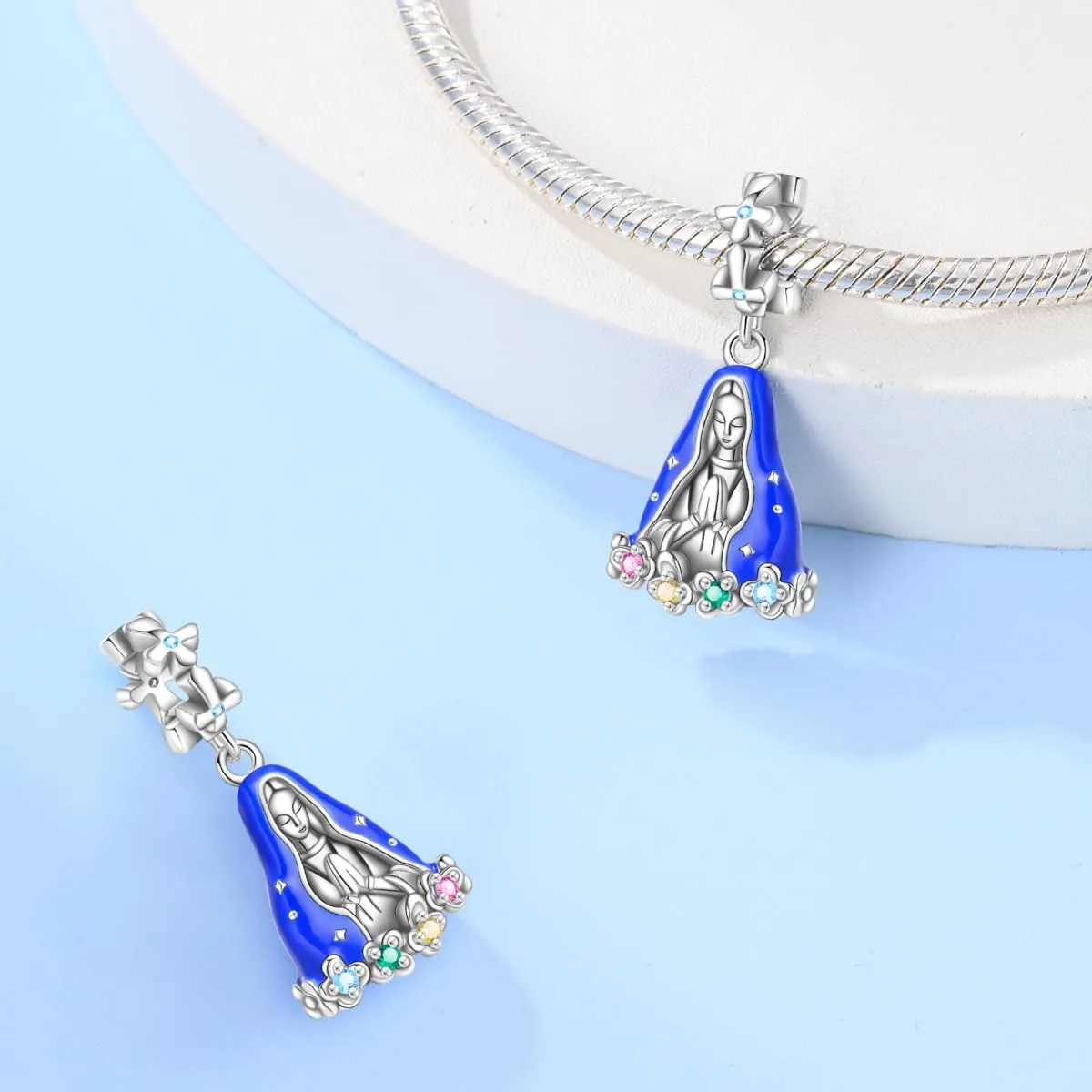 KUNSIR Bead Charm in Argento Sterling 925 con Cubic Zirconia per Braccialetti e Collane Europei - immagine 2