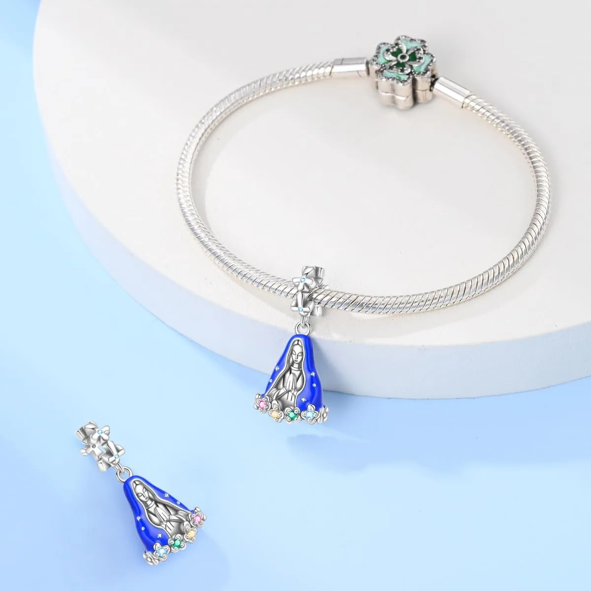 KUNSIR Bead Charm in Argento Sterling 925 con Cubic Zirconia per Braccialetti e Collane Europei - immagine 3