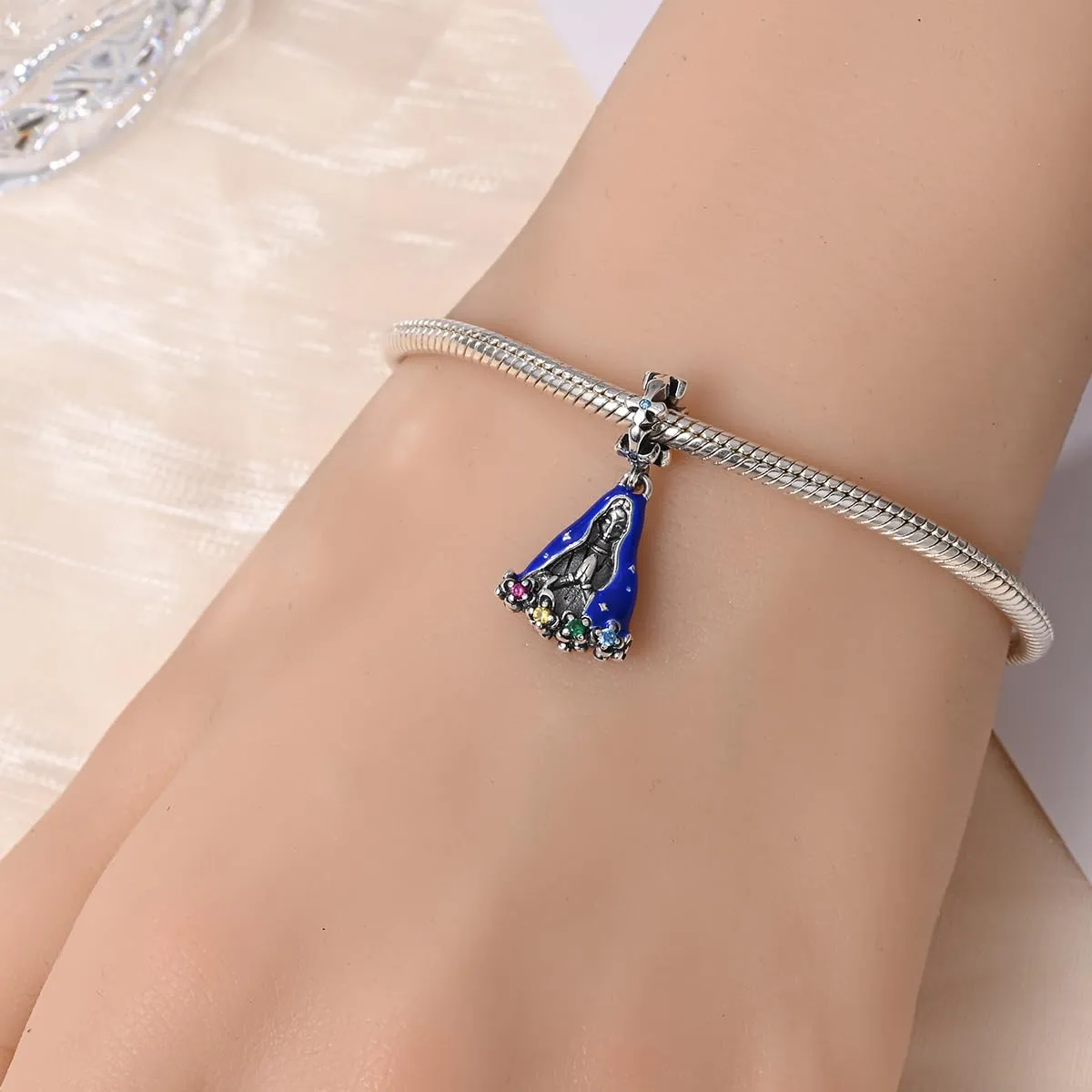 KUNSIR Bead Charm in Argento Sterling 925 con Cubic Zirconia per Braccialetti e Collane Europei - immagine 4