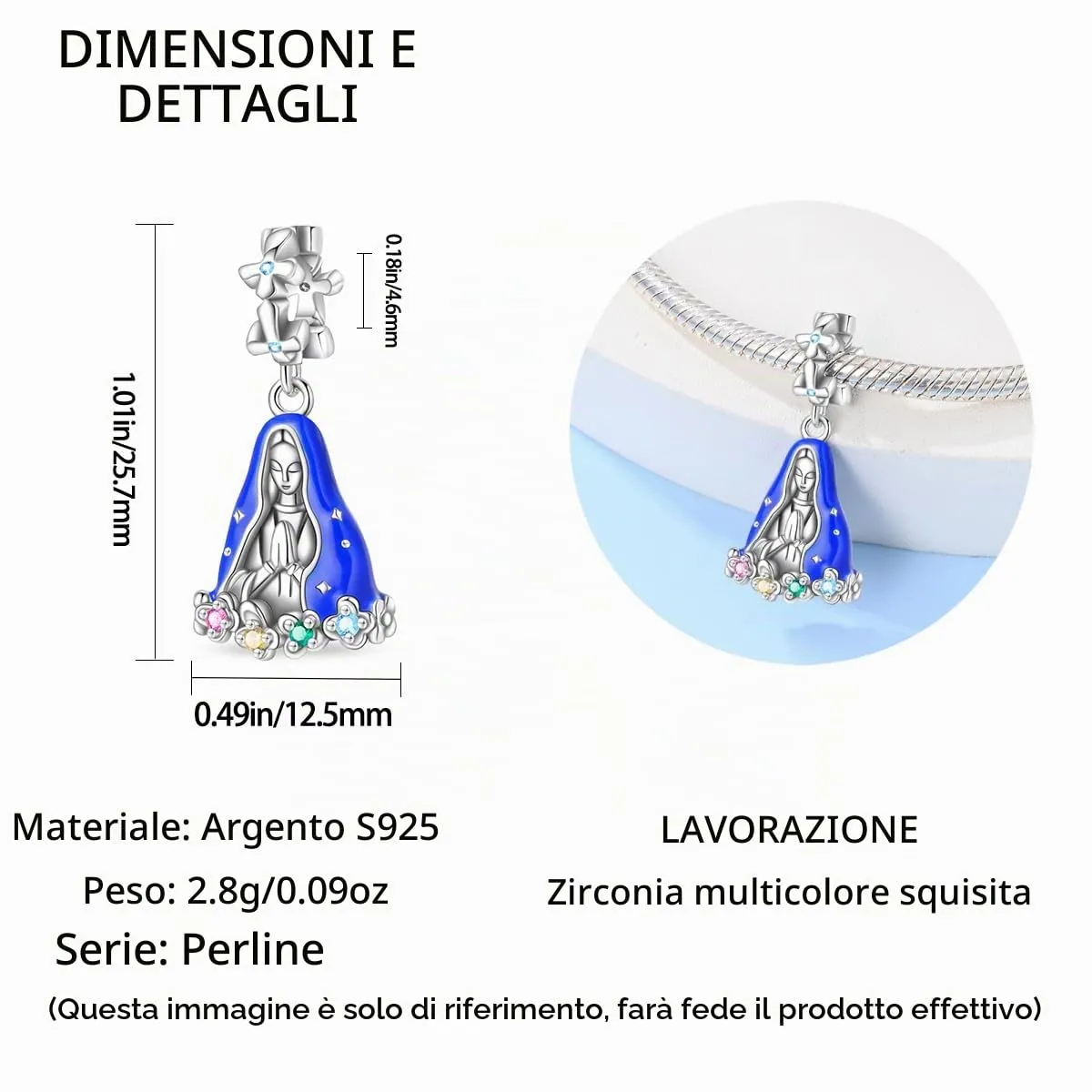 KUNSIR Bead Charm in Argento Sterling 925 con Cubic Zirconia per Braccialetti e Collane Europei - immagine 5