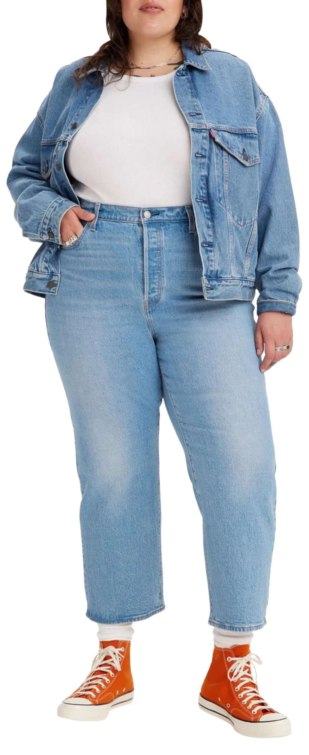 Levi's Plus Size Ribcage Straight Ankle Jeans, Light Indigo Worn In, 24 M - immagine 1
