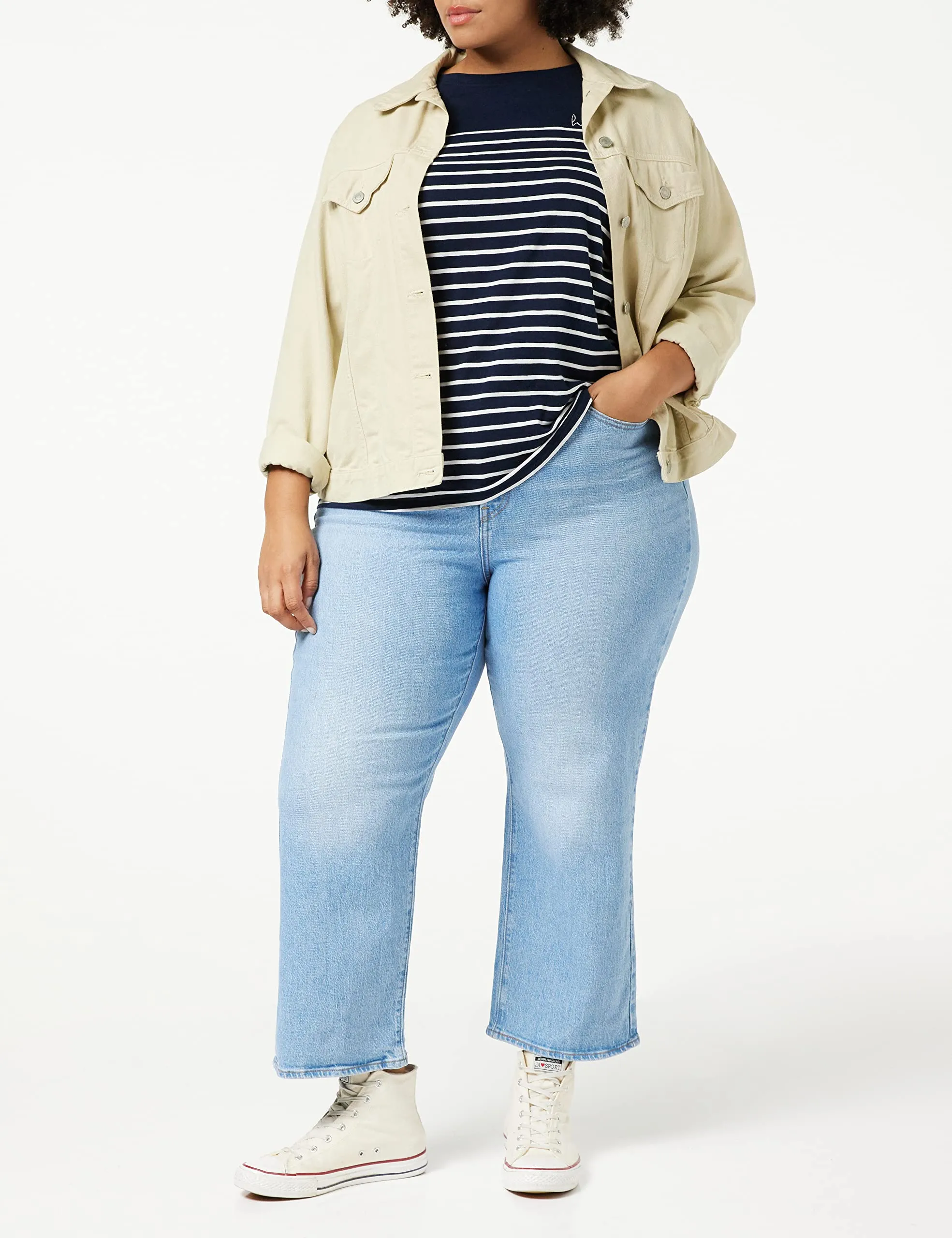 Levi's Plus Size Ribcage Straight Ankle Jeans, Light Indigo Worn In, 14 M - immagine 3