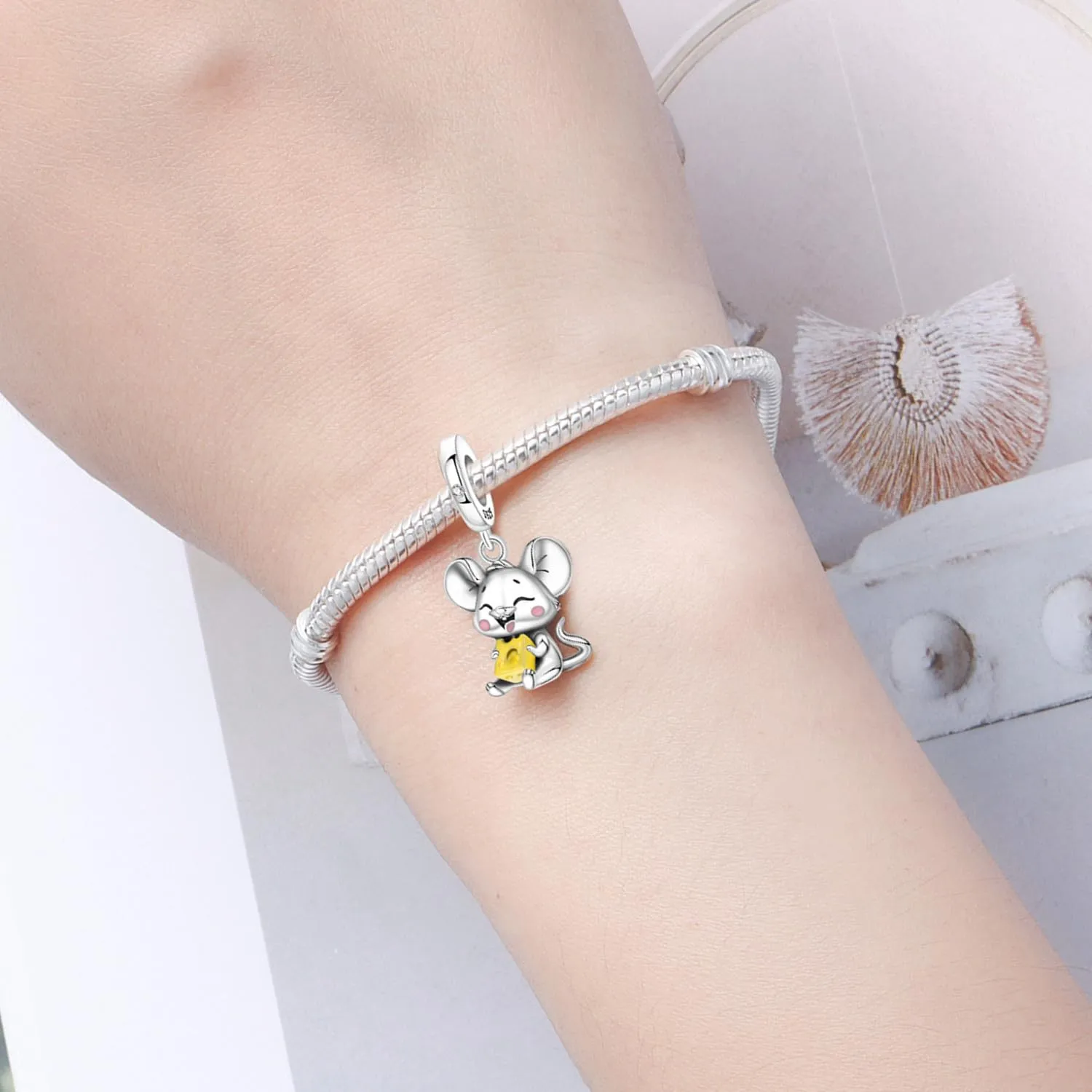 NUJIFFY Ciondolo Topo in Argento Sterling 925 per Bracciale e Collana - immagine 3
