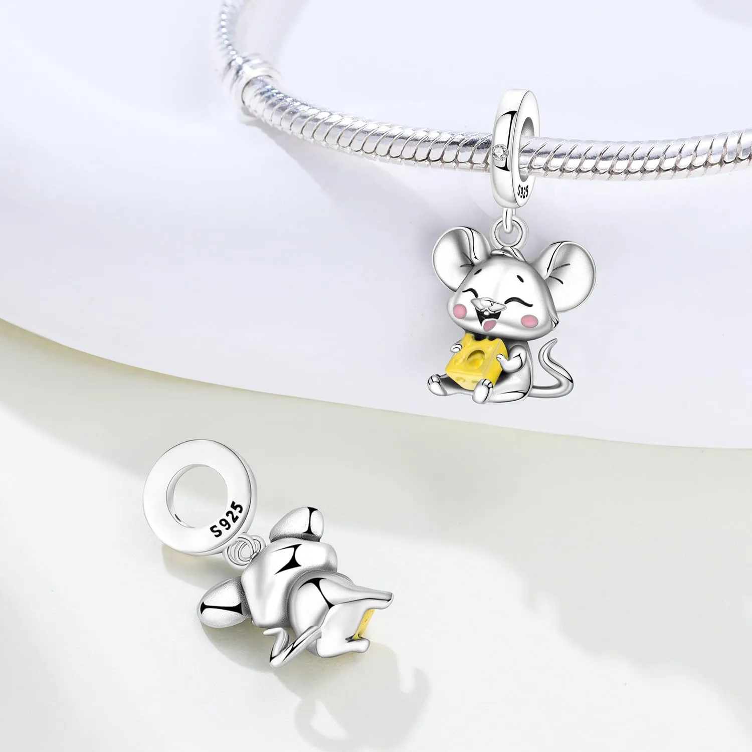 NUJIFFY Ciondolo Topo in Argento Sterling 925 per Bracciale e Collana - immagine 6