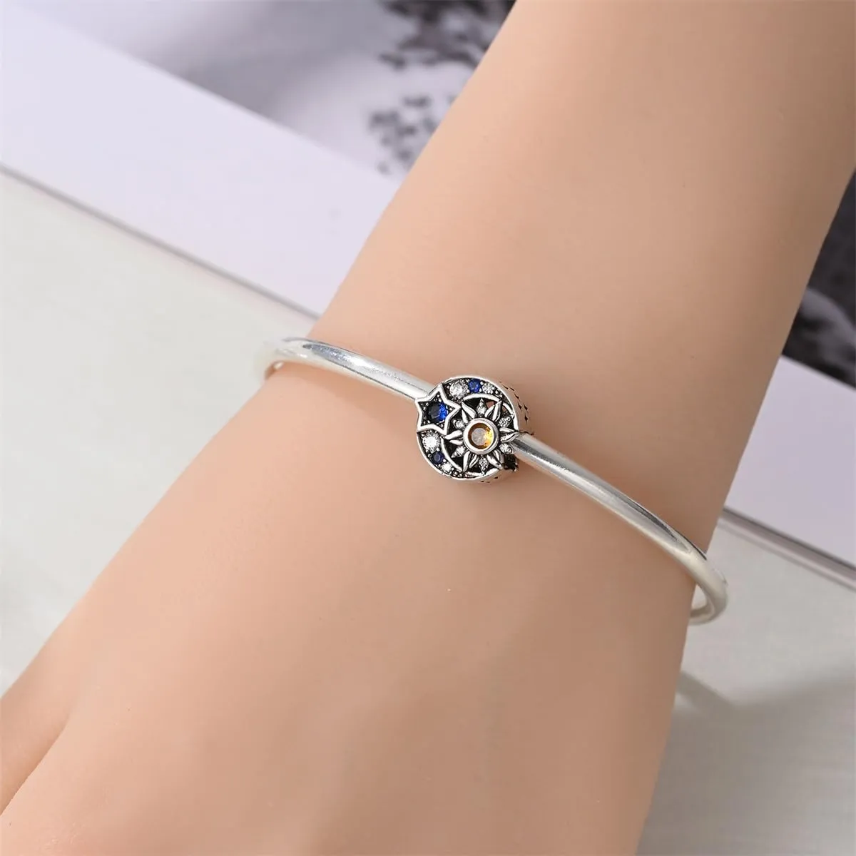 KUNSIR Bead Charm in Argento Sterling 925 con Cubic Zirconia, Compatibile con Braccialetti e Collane Europei - immagine 4
