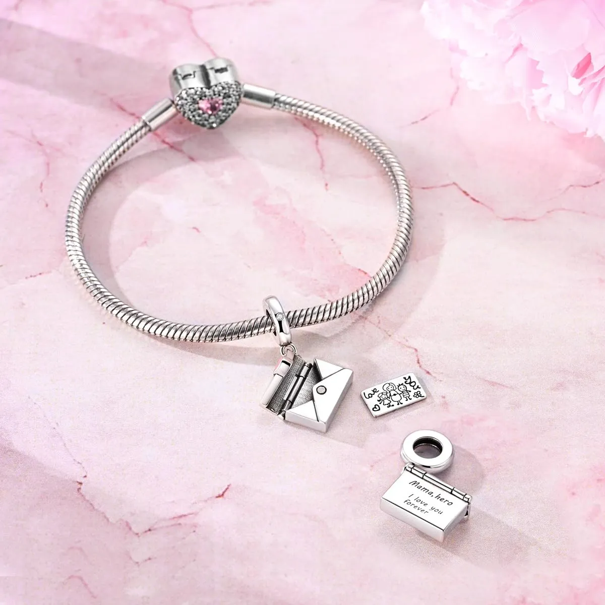 LNQOBU Charm Madre e Figlia Mum Sister in Argento 925 con Zirconi 5A per Braccialetti Pandora - immagine 2