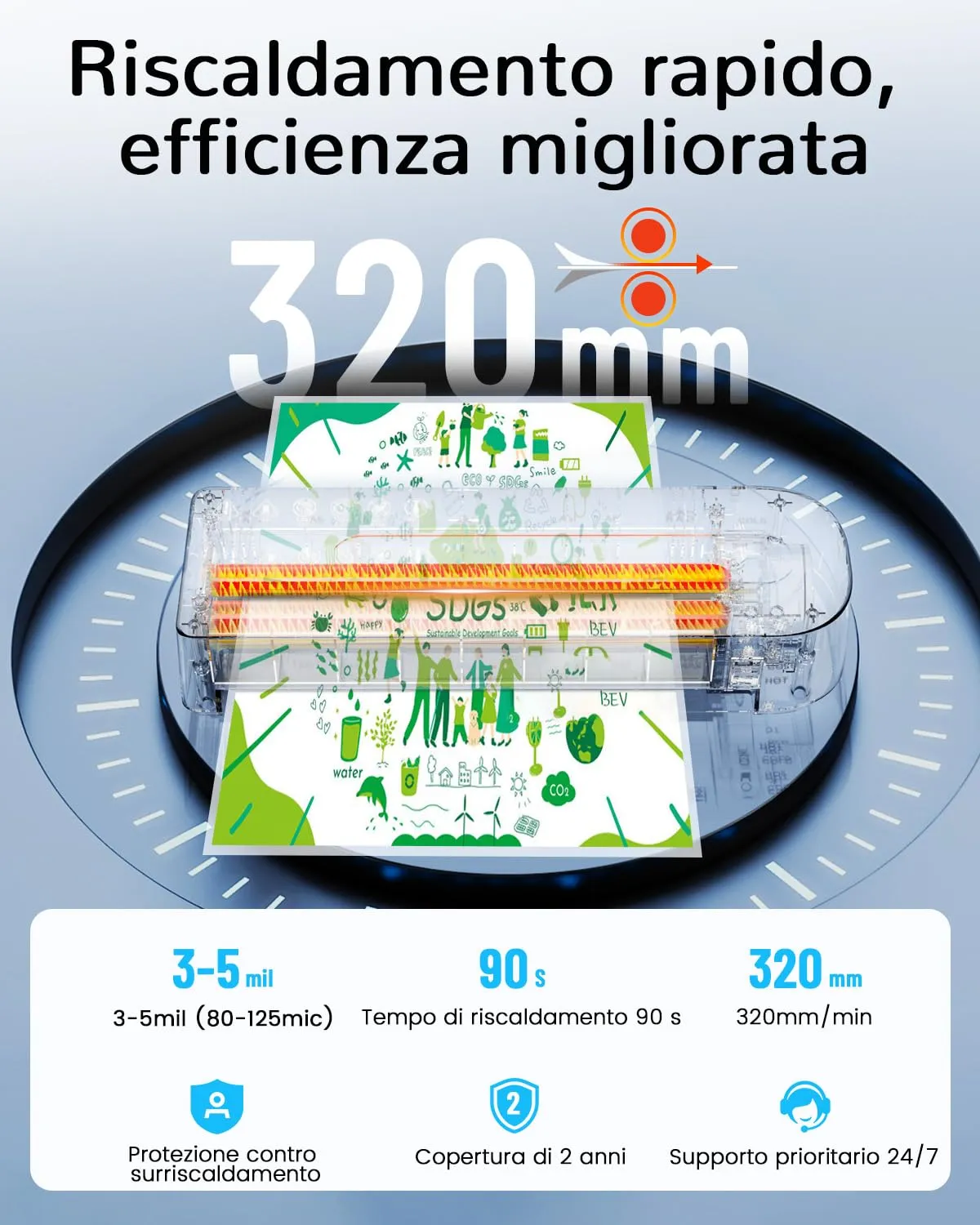 MAXDONE Plastificatrice A4 Caldo/Freddo con 10 Fogli - immagine 3