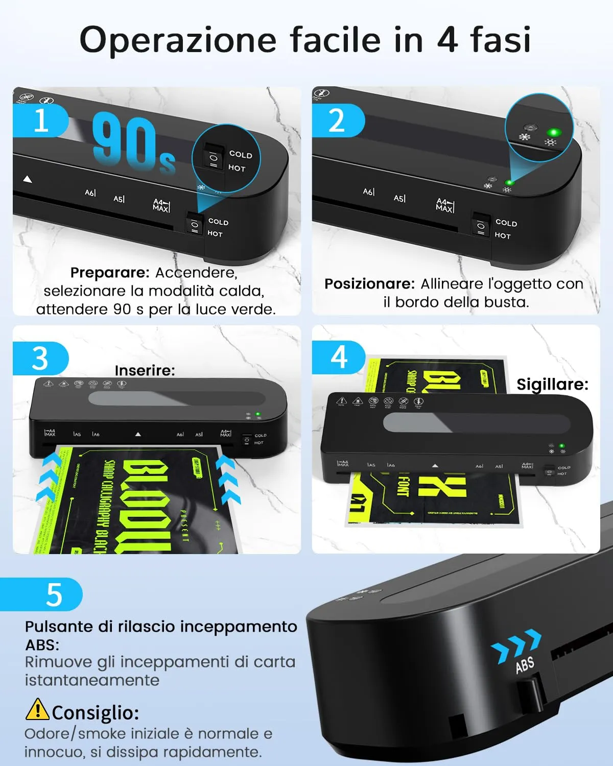 MAXDONE Plastificatrice A4 Caldo/Freddo con 10 Fogli - immagine 9