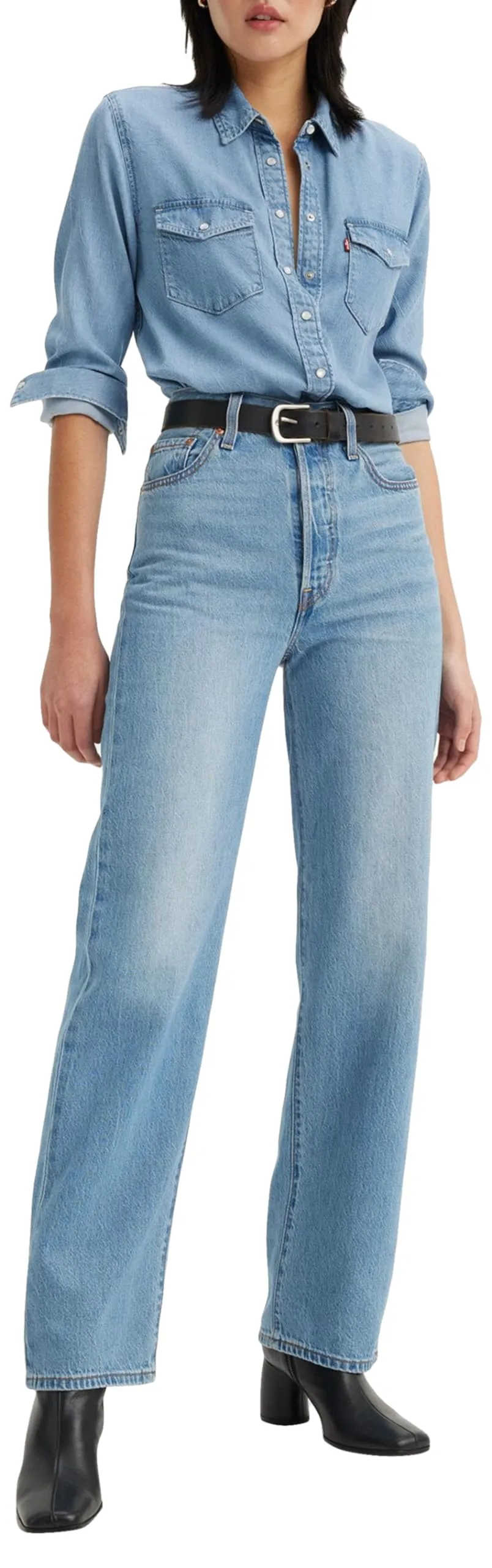 Levi's Ribcage Straight Ankle Jeans - Light Indigo Worn In - 27W / 29L - immagine 5