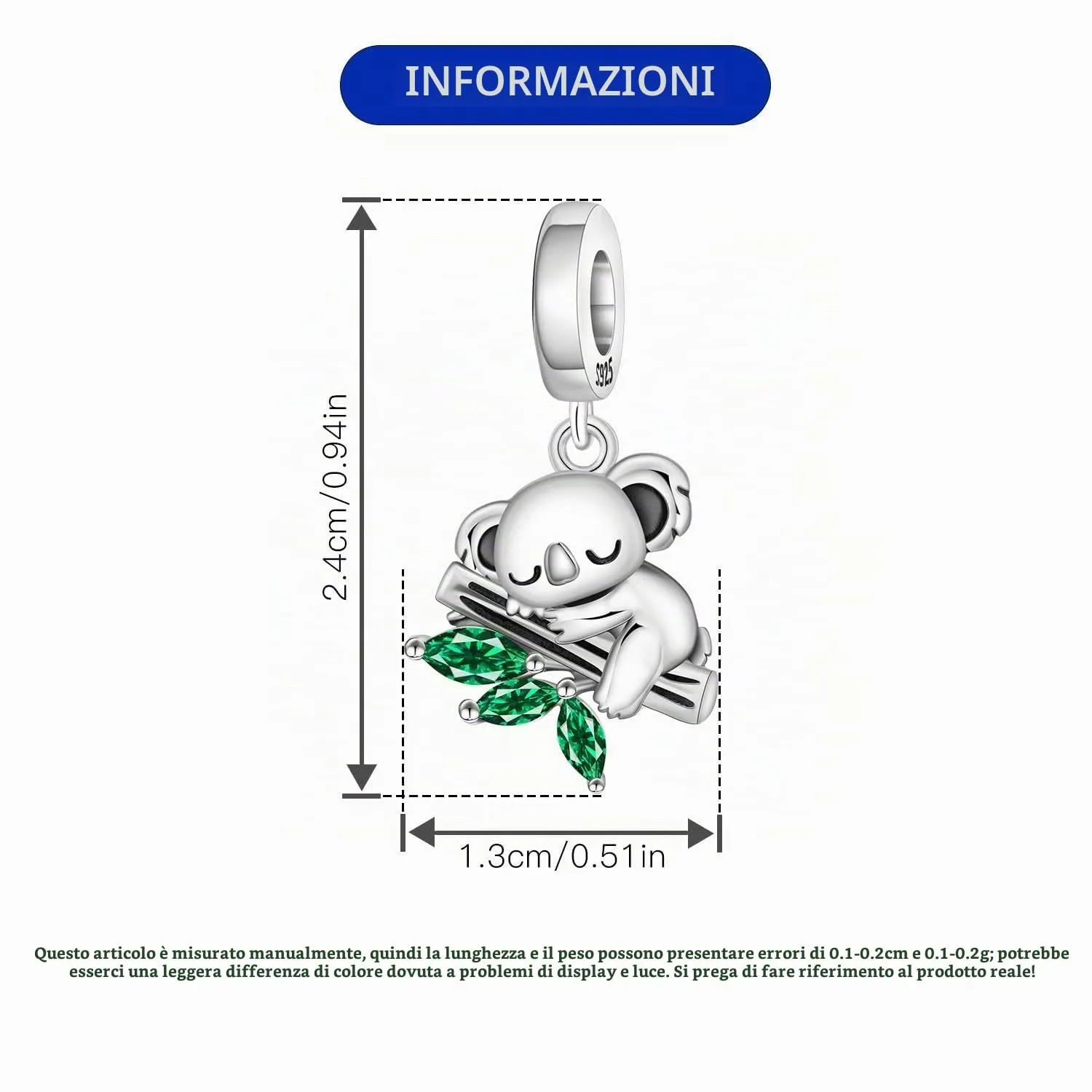 NUJIFFY Ciondoli Koala in Argento Sterling 925 per Bracciale e Collana - immagine 4