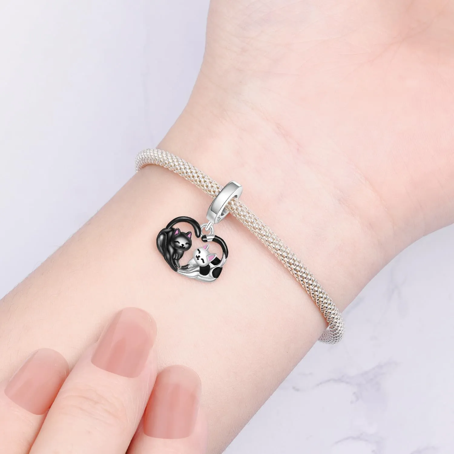 NUJIFFY Ciondoli Gatto Bead Charms in Argento Sterling 925 per Bracciale - immagine 3