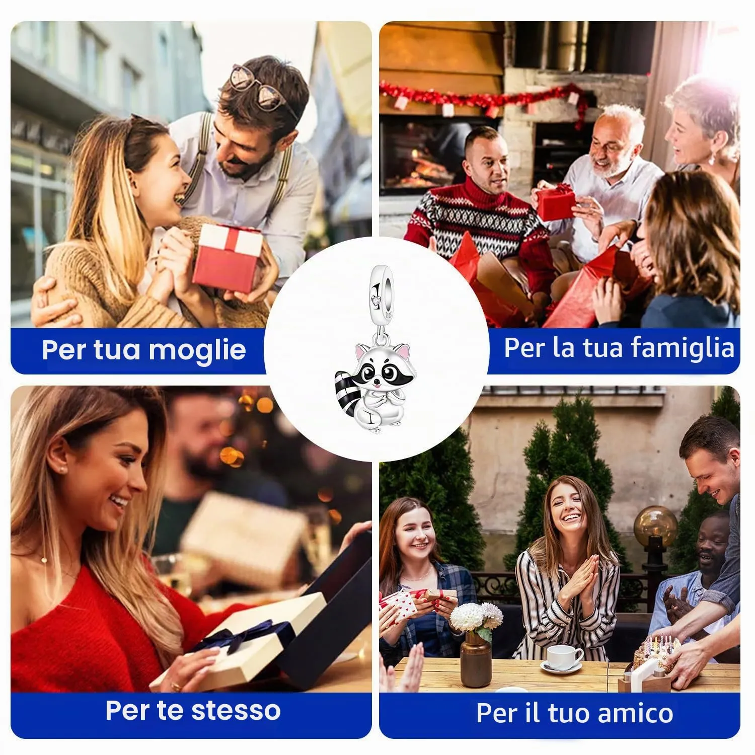 NUJIFFY Ciondole Procione in Argento Sterling 925 per Bracciale e Collana - immagine 5