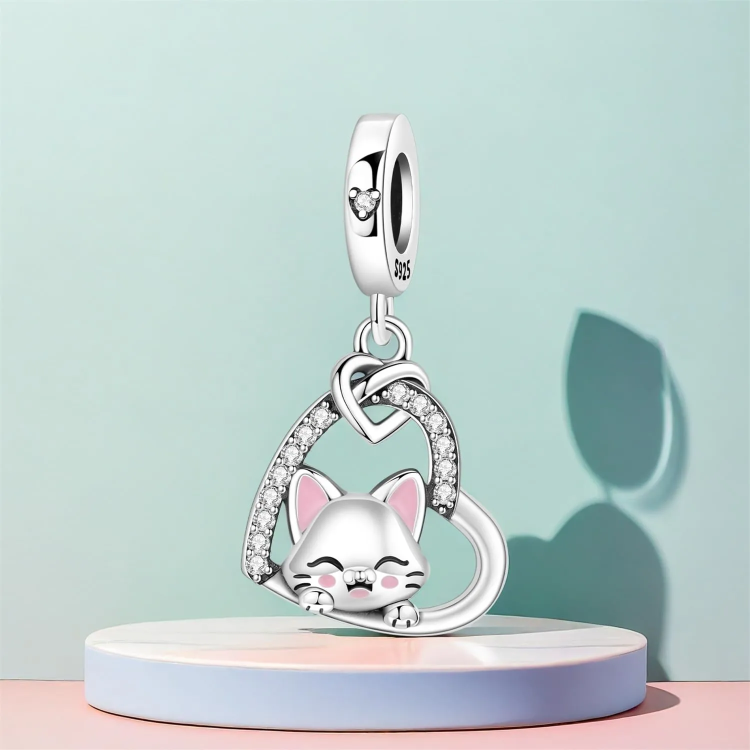 NUJIFFY Ciondoli Animali Gatto dell'amore in Argento Sterling 925 per Bracciali e Collane - immagine 7
