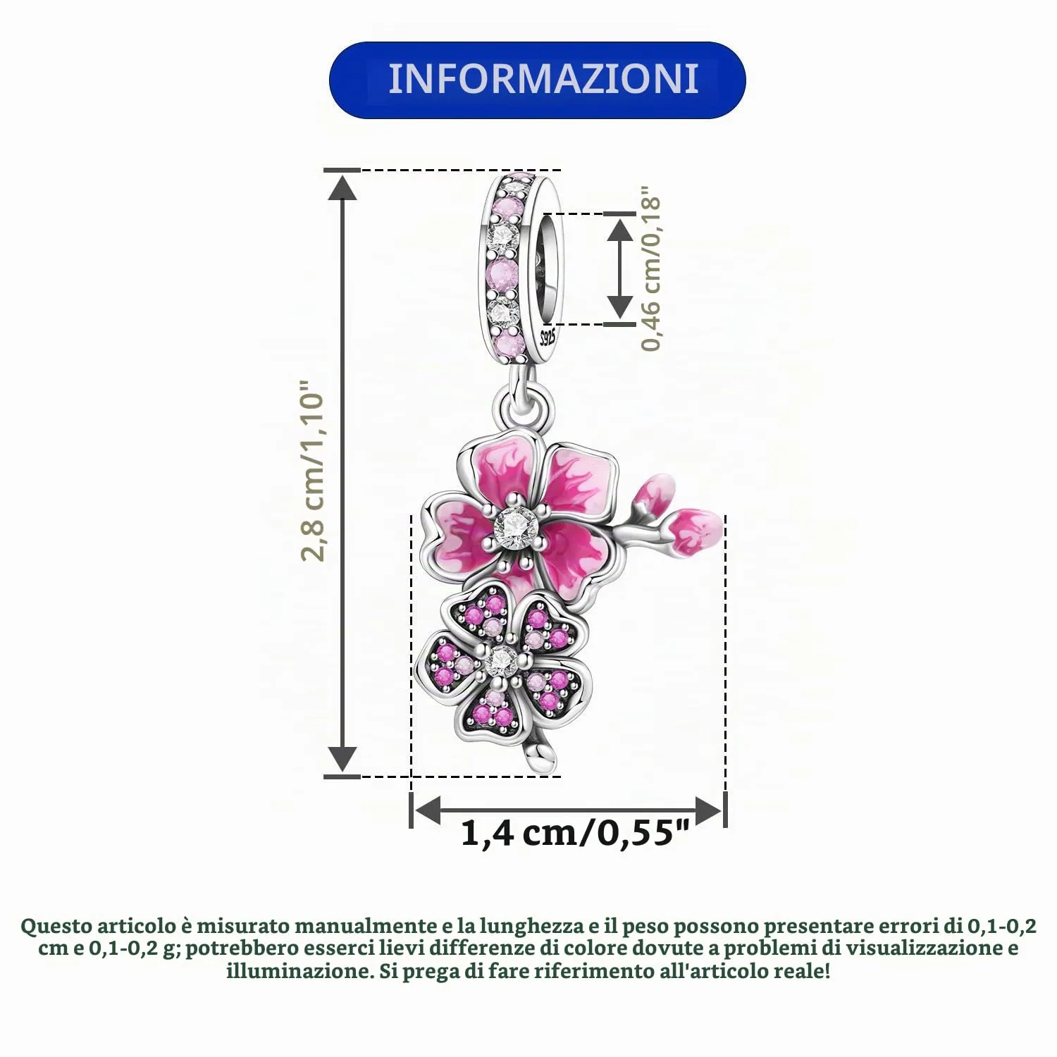 CYCUFF Ciondolo in argento Sterling 925 per braccialetti e collane - immagine 4