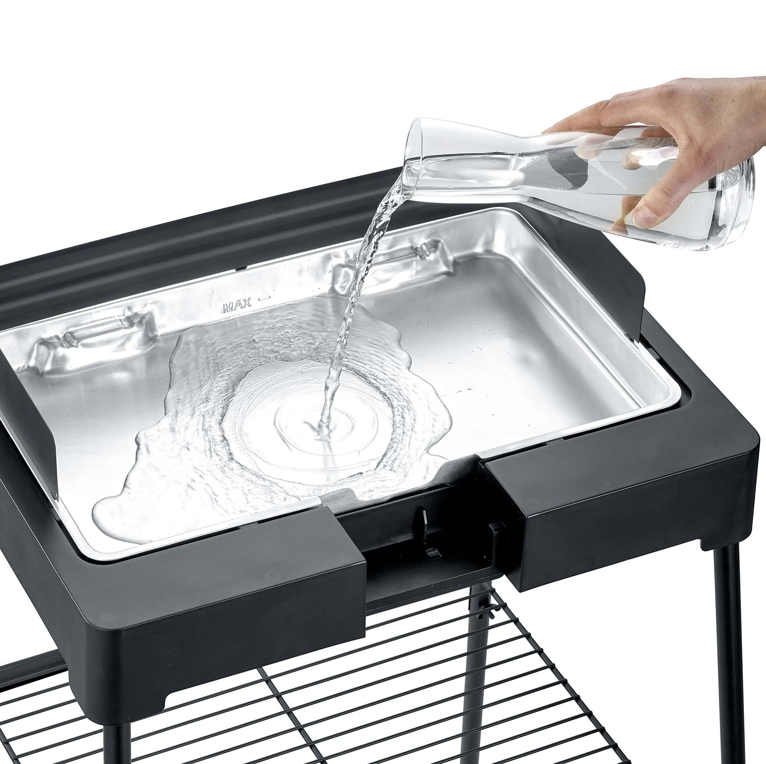 Severin Barbecue Elettrico con Gambe e Ripiano, Piastra in Alluminio, 2200 W, Nero - PG 8568 - immagine 5