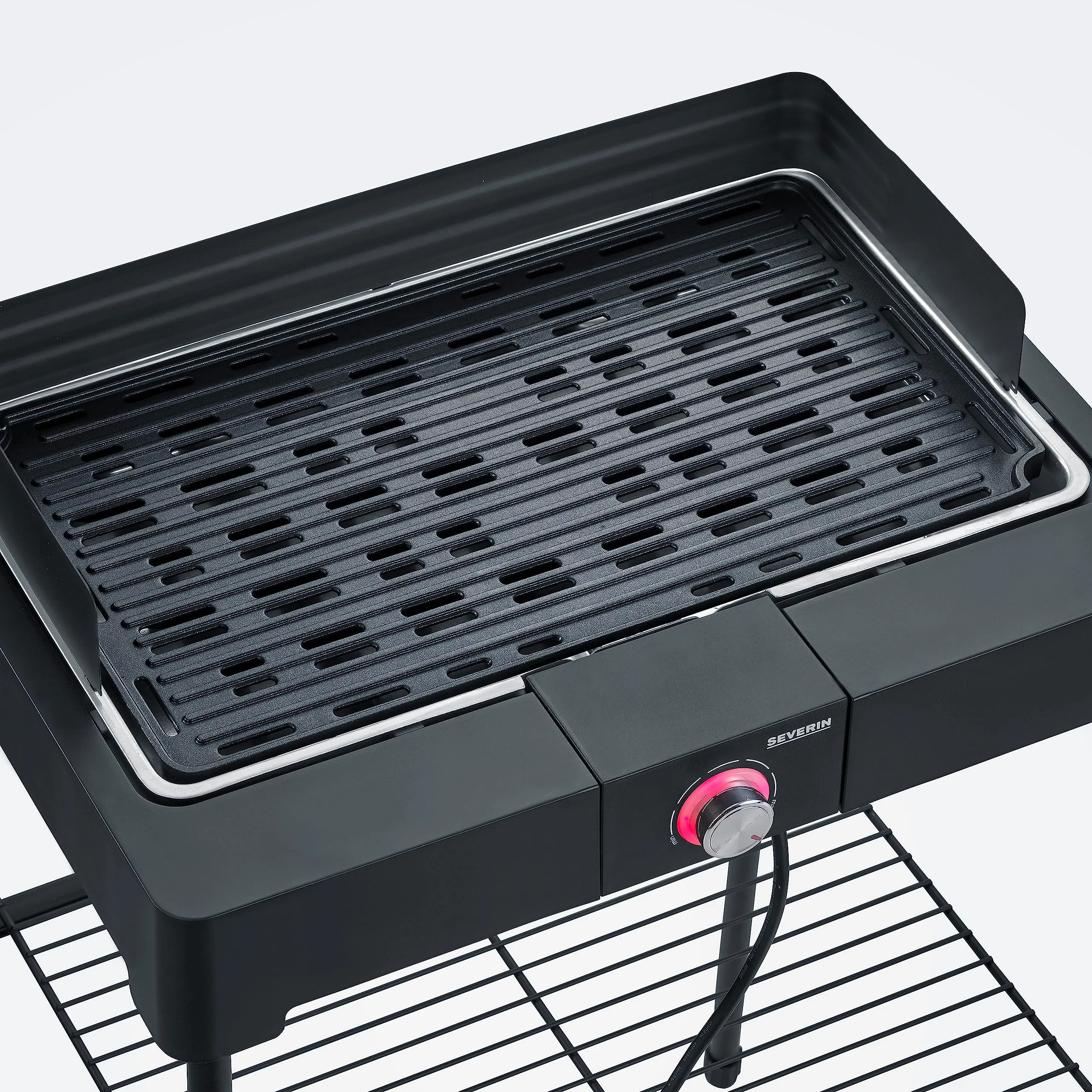 Severin Barbecue Elettrico con Gambe e Ripiano, Piastra in Alluminio, 2200 W, Nero - PG 8568 - immagine 6