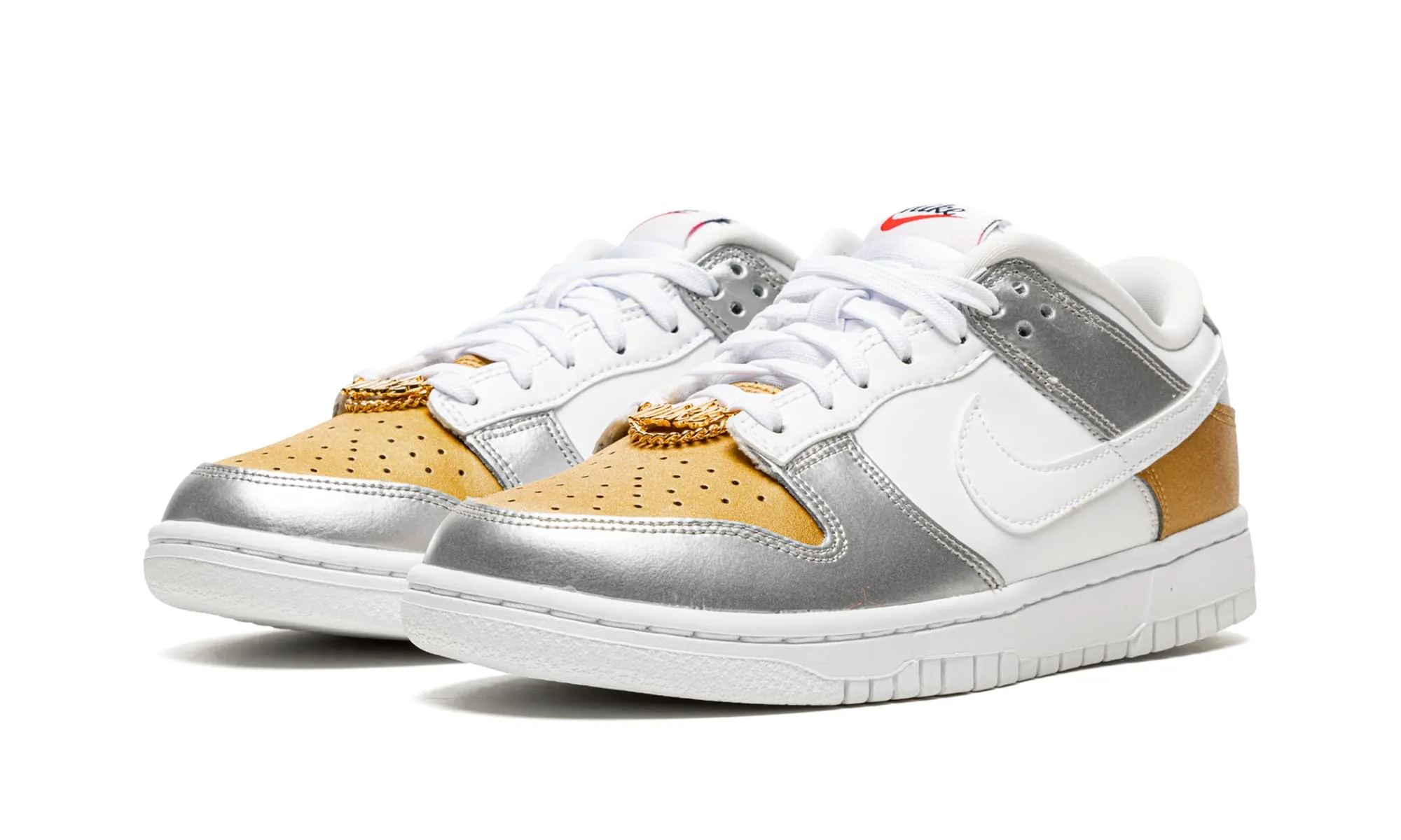 Nike W Dunk Low Oro Bianco Argento University Red 38 EU - immagine 2