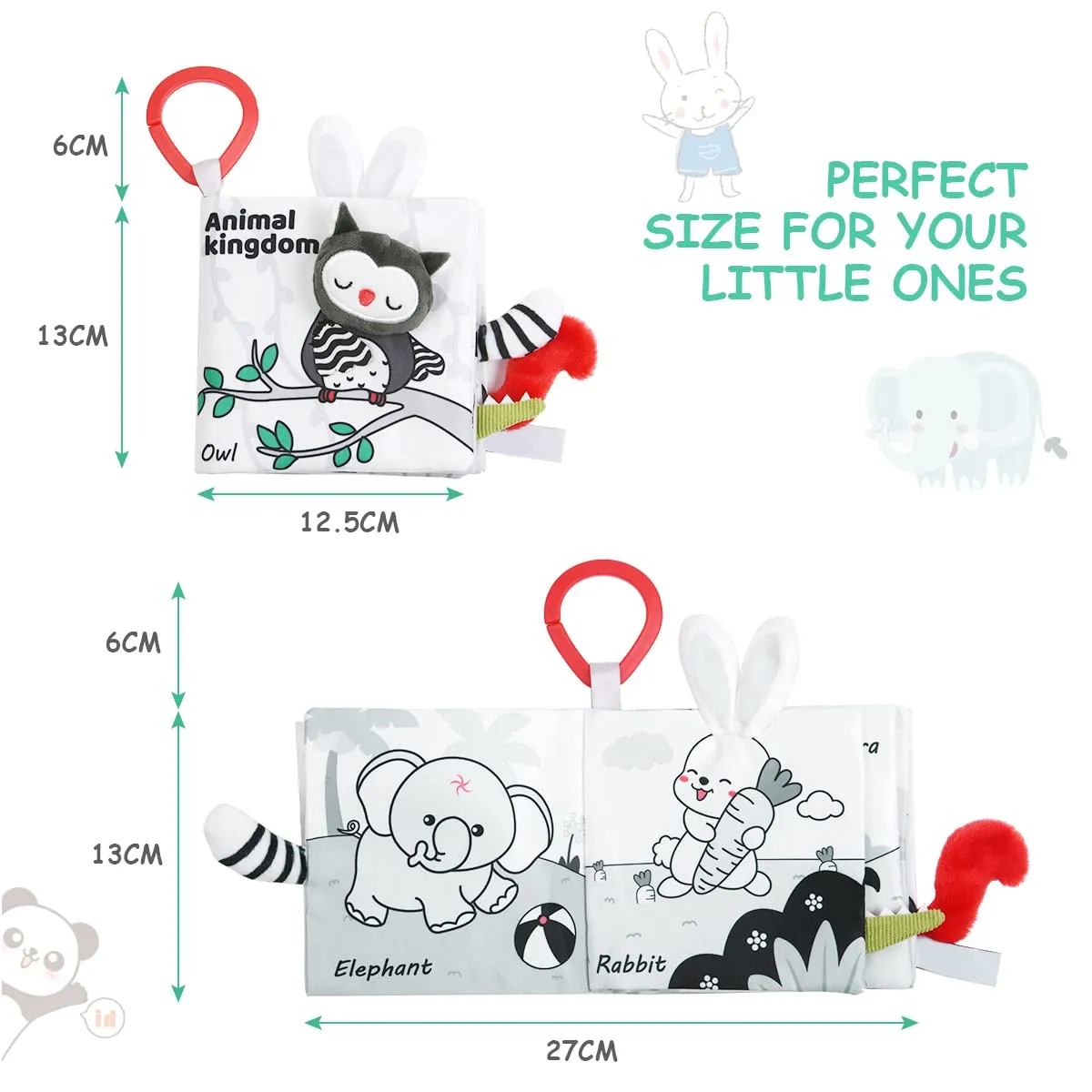 Vicloon Libro di Stoffa per Bambini con Suono e Gancio per Passeggino, Foresta - immagine 2