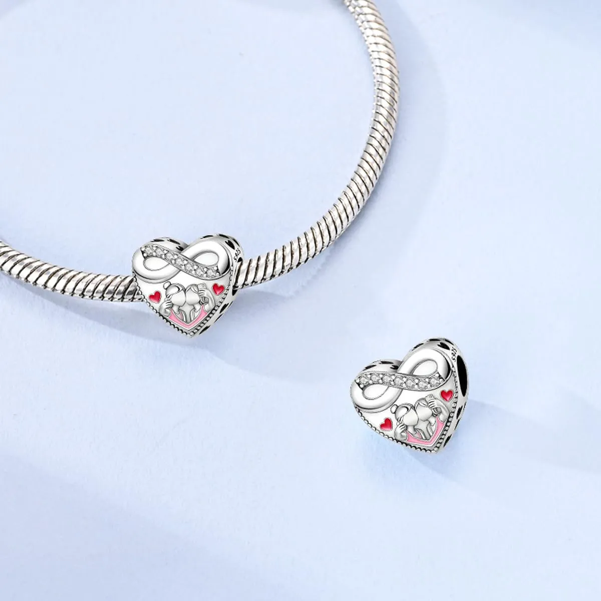LNQOBU Charm Madre e Figlia Mum Sister in Argento 925 con Zirconi 5A per Braccialetti Pandora - immagine 3