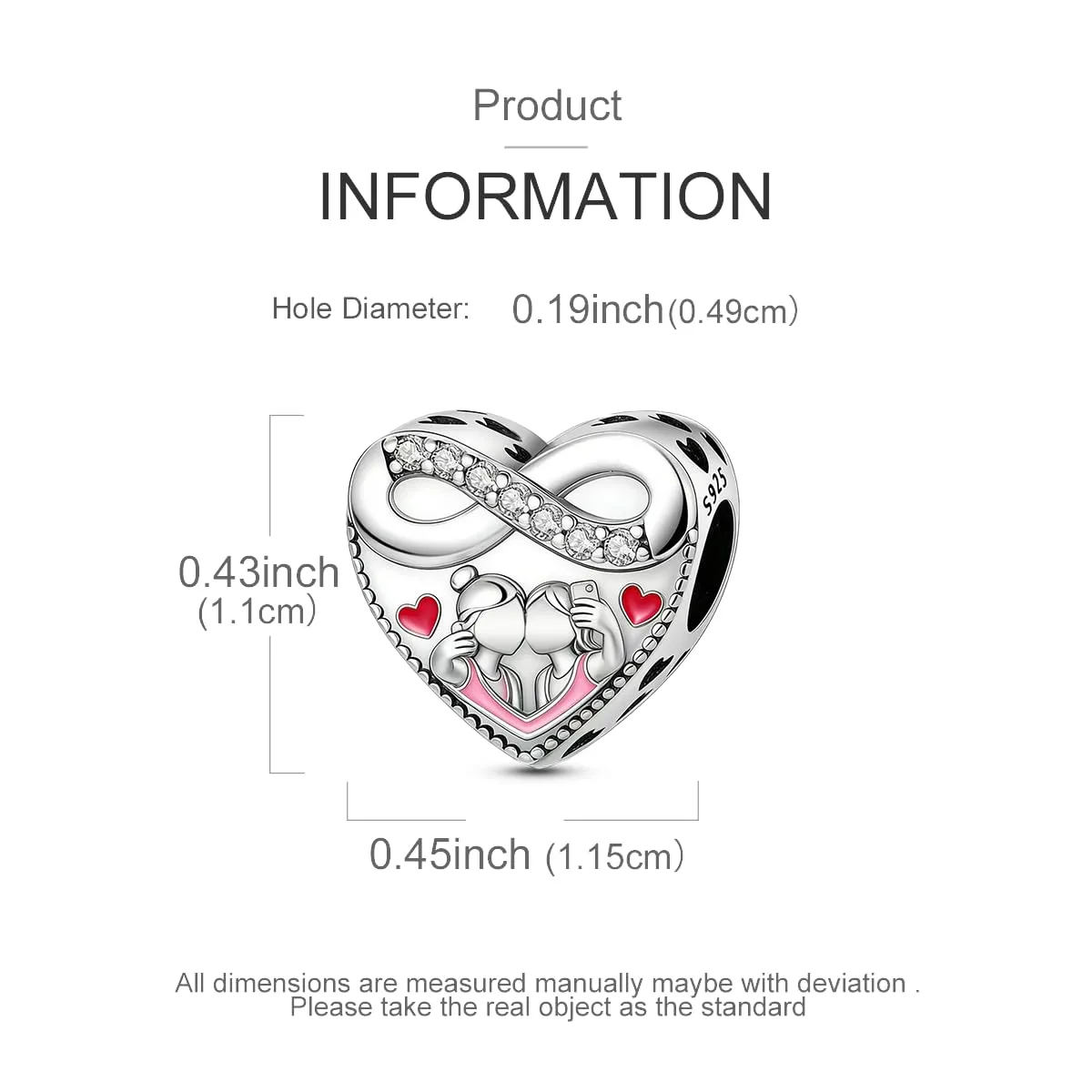 LNQOBU Charm Madre e Figlia Mum Sister in Argento 925 con Zirconi 5A per Braccialetti Pandora - immagine 5
