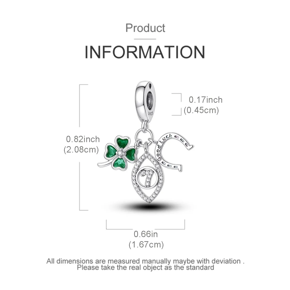 LNQOBU Ciondolo in Argento Sterling 925 con Zircone 5A per Bracciali e Collane Europee da Donna - immagine 4