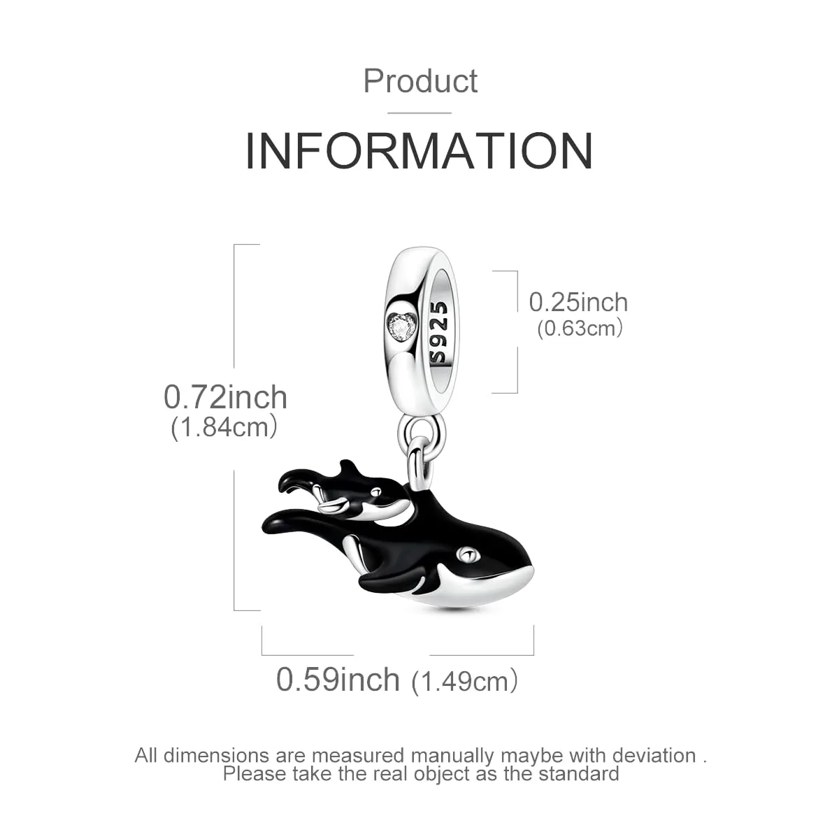 LNQOBU Ciondolo in Argento Sterling 925 con Zirconi 5A per Bracciali e Collane Europei da Donna - immagine 5