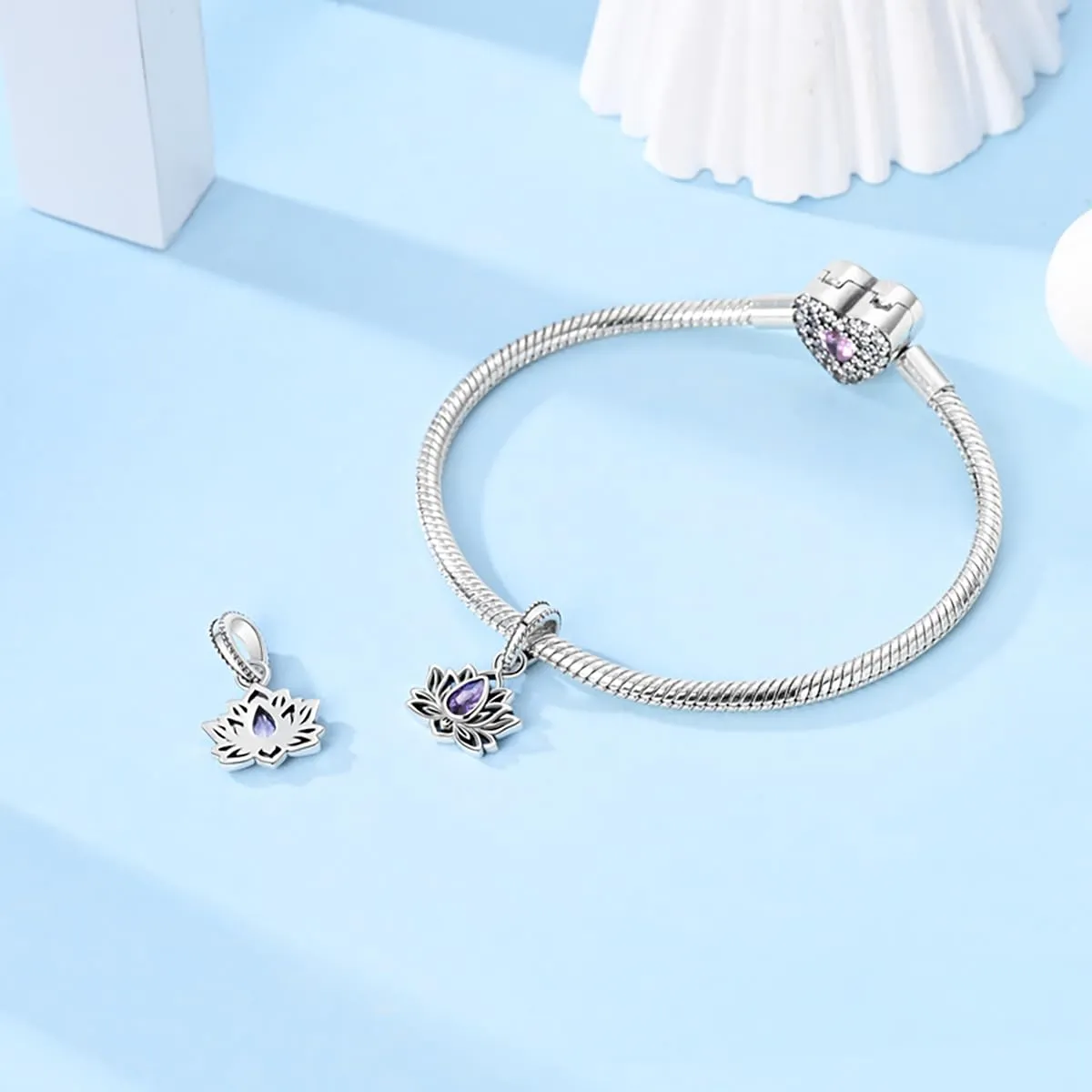 LNQOBU Ciondolo in Argento Sterling 925 con Zircone 5A per Bracciali e Collane Europei da Donna - immagine 2