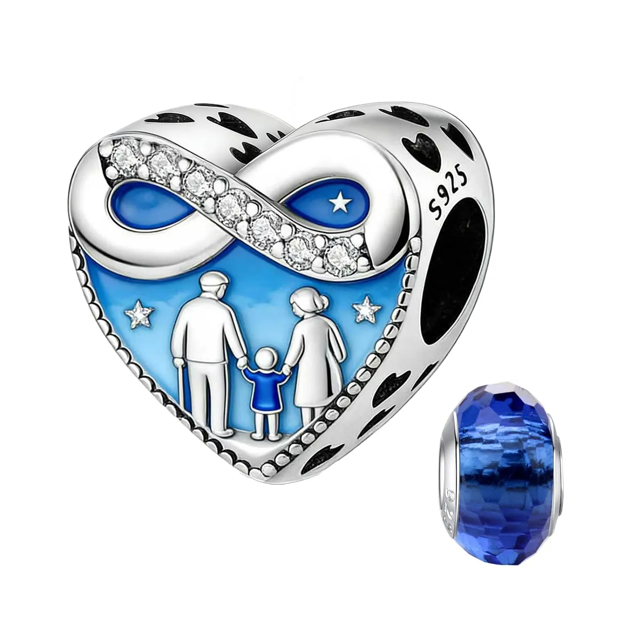 LNQOBU Charm Madre e Figlia Mum Sister in Argento 925 con Zirconi 5A per Braccialetti Pandora - immagine 1