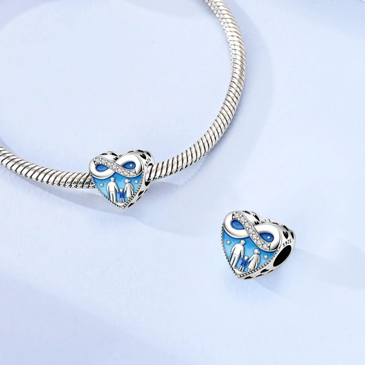 LNQOBU Charm Madre e Figlia Mum Sister in Argento 925 con Zirconi 5A per Braccialetti Pandora - immagine 2