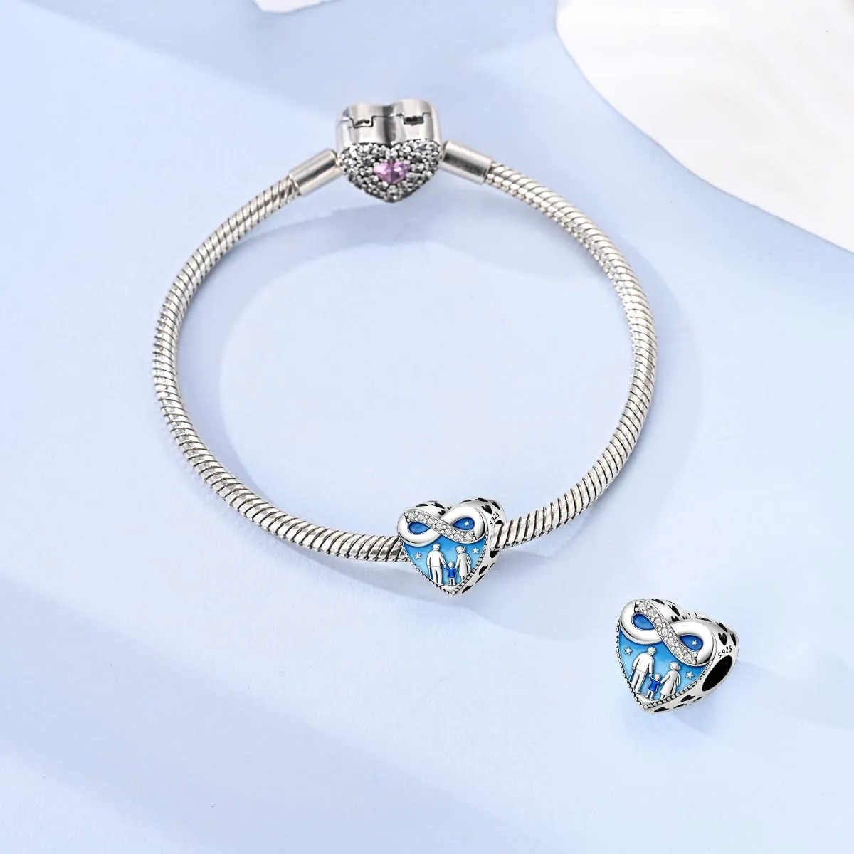 LNQOBU Charm Madre e Figlia Mum Sister in Argento 925 con Zirconi 5A per Braccialetti Pandora - immagine 3