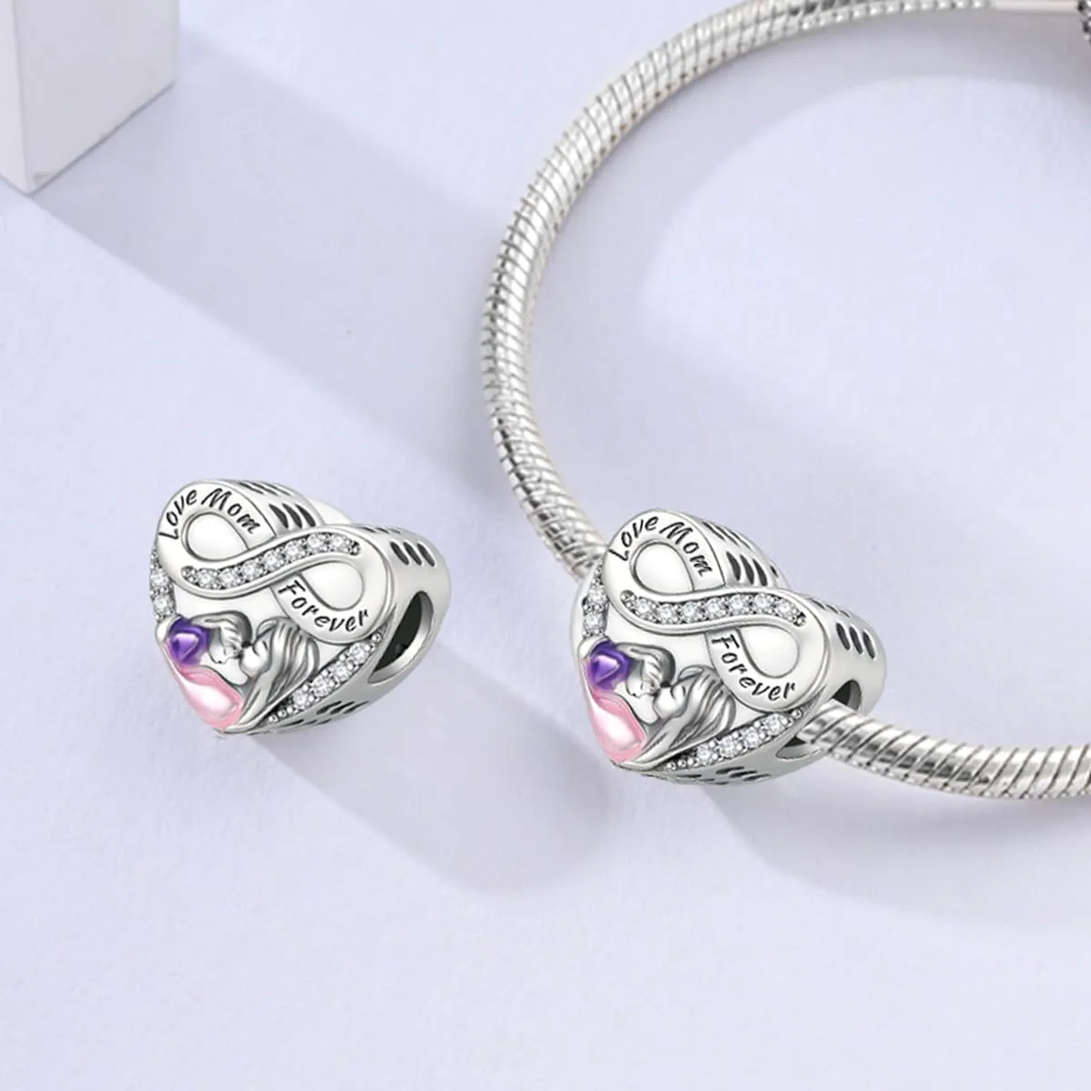 LNQOBU Charm Madre e Figlia Mum Sister in Argento 925 con Zirconi 5A - immagine 3