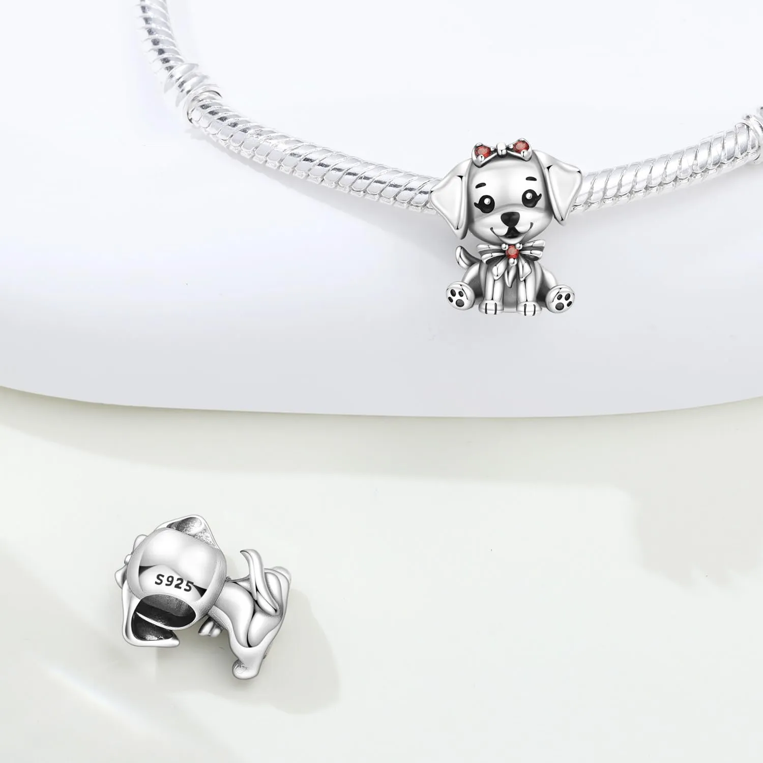CYCUFF Ciondolo in argento Sterling 925 perle di cucciolo con papillon - immagine 2