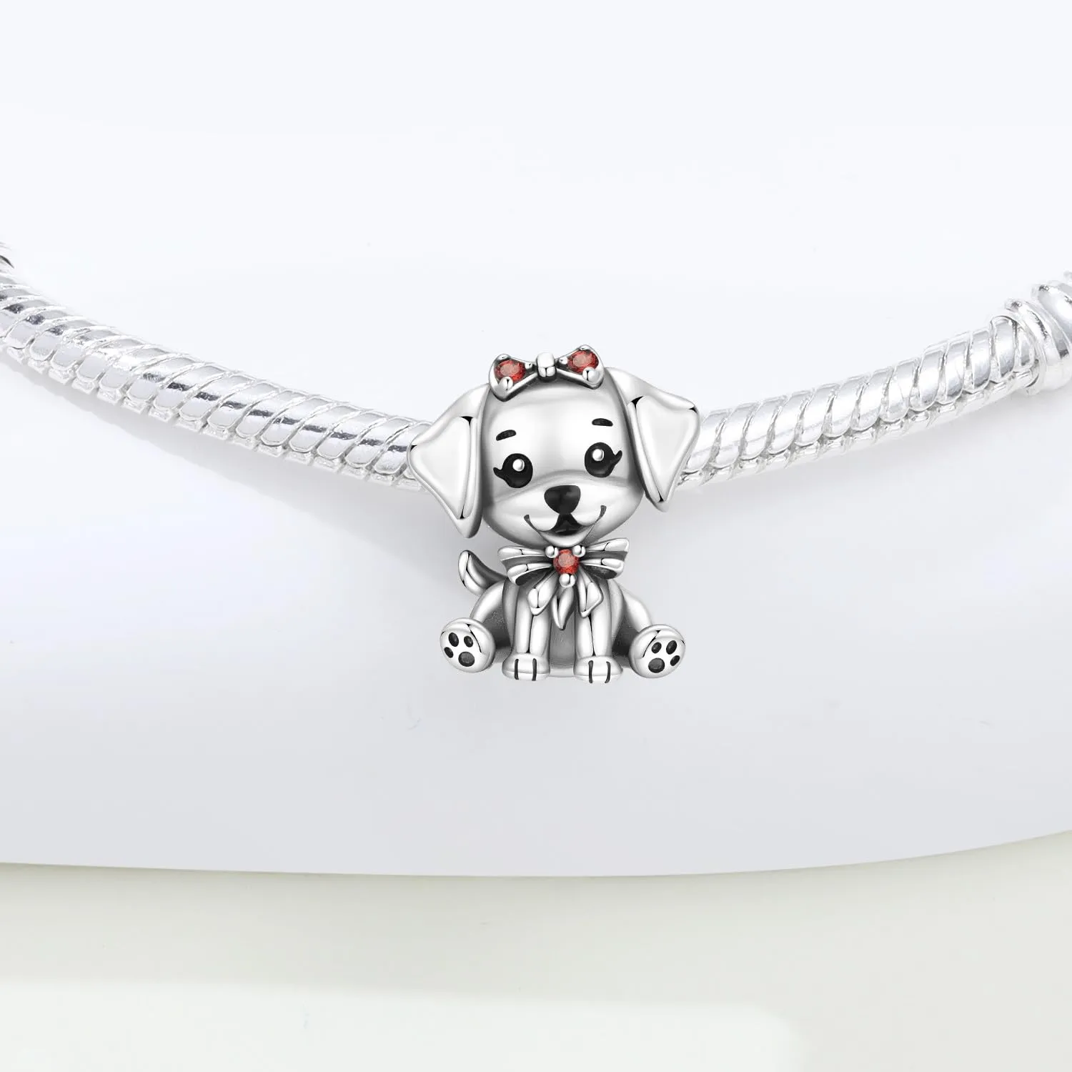 CYCUFF Ciondolo in argento Sterling 925 perle di cucciolo con papillon - immagine 3