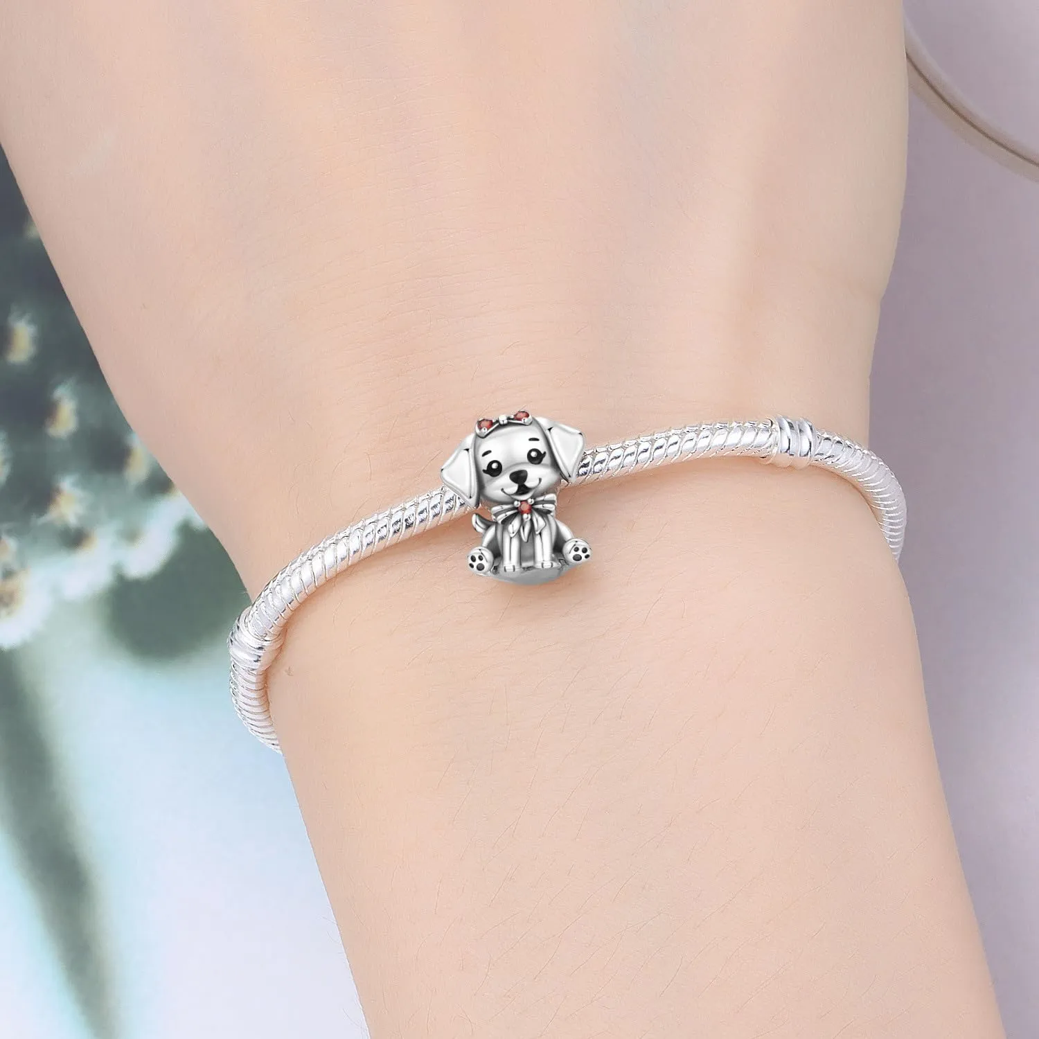 CYCUFF Ciondolo in argento Sterling 925 perle di cucciolo con papillon - immagine 5