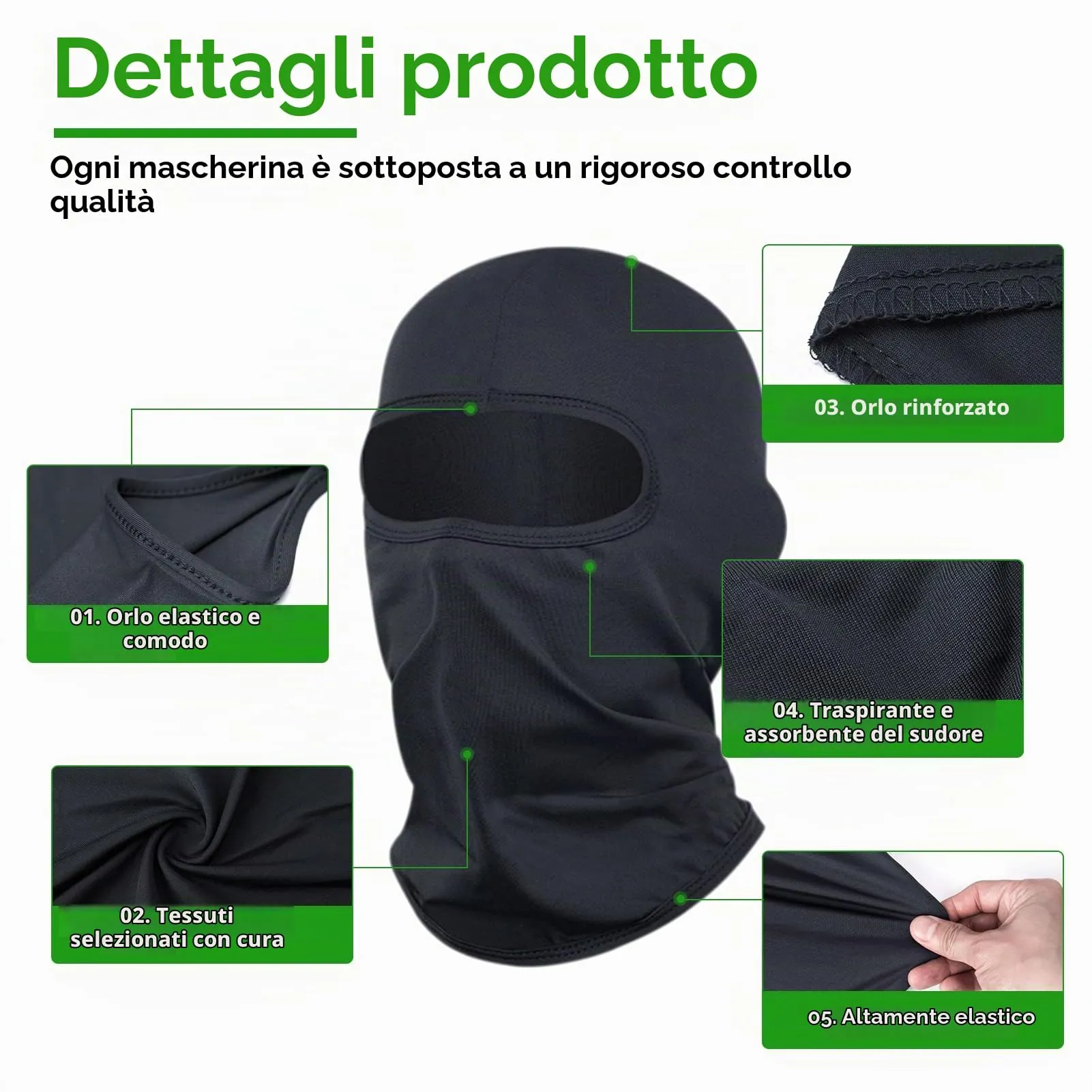 LONGKING Passamontagna Antivento Traspirante Grigio - immagine 7