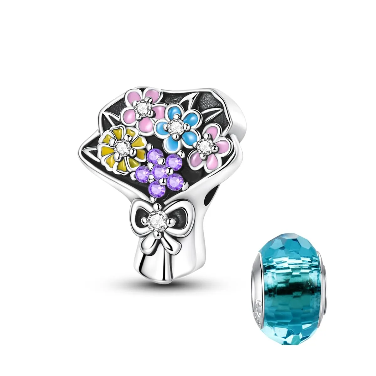 LNQOBU Charm Madre e Figlia Mum Sister in Argento 925 con Zirconi 5A per Braccialetti Pandora - immagine 1