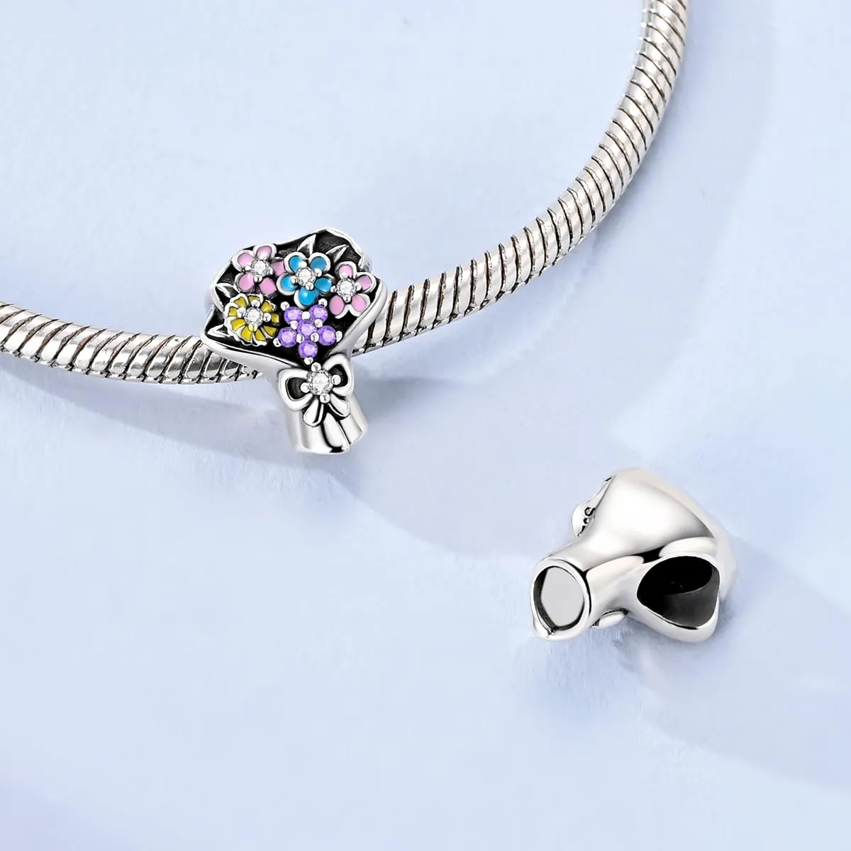 LNQOBU Charm Madre e Figlia Mum Sister in Argento 925 con Zirconi 5A per Braccialetti Pandora - immagine 2