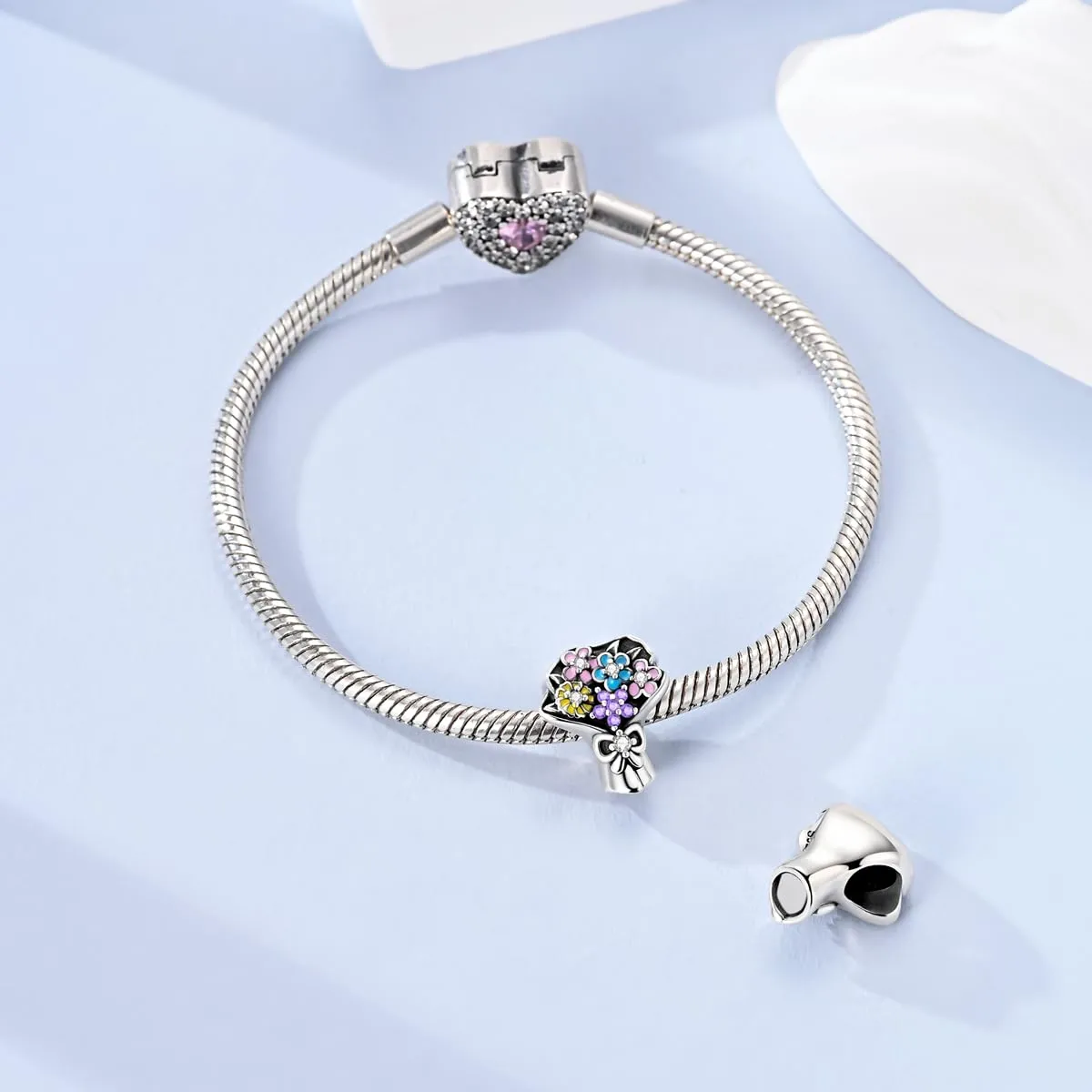 LNQOBU Charm Madre e Figlia Mum Sister in Argento 925 con Zirconi 5A per Braccialetti Pandora - immagine 3